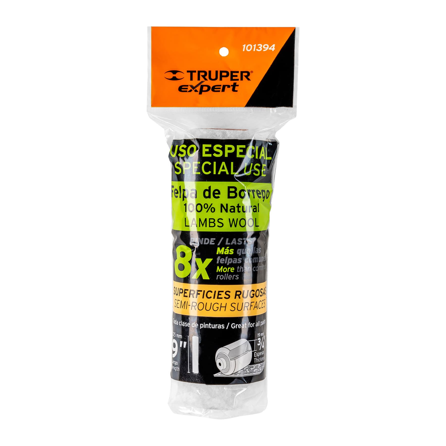 Felpa para rodillo para pintar 9 x 3/4, Truper Expert