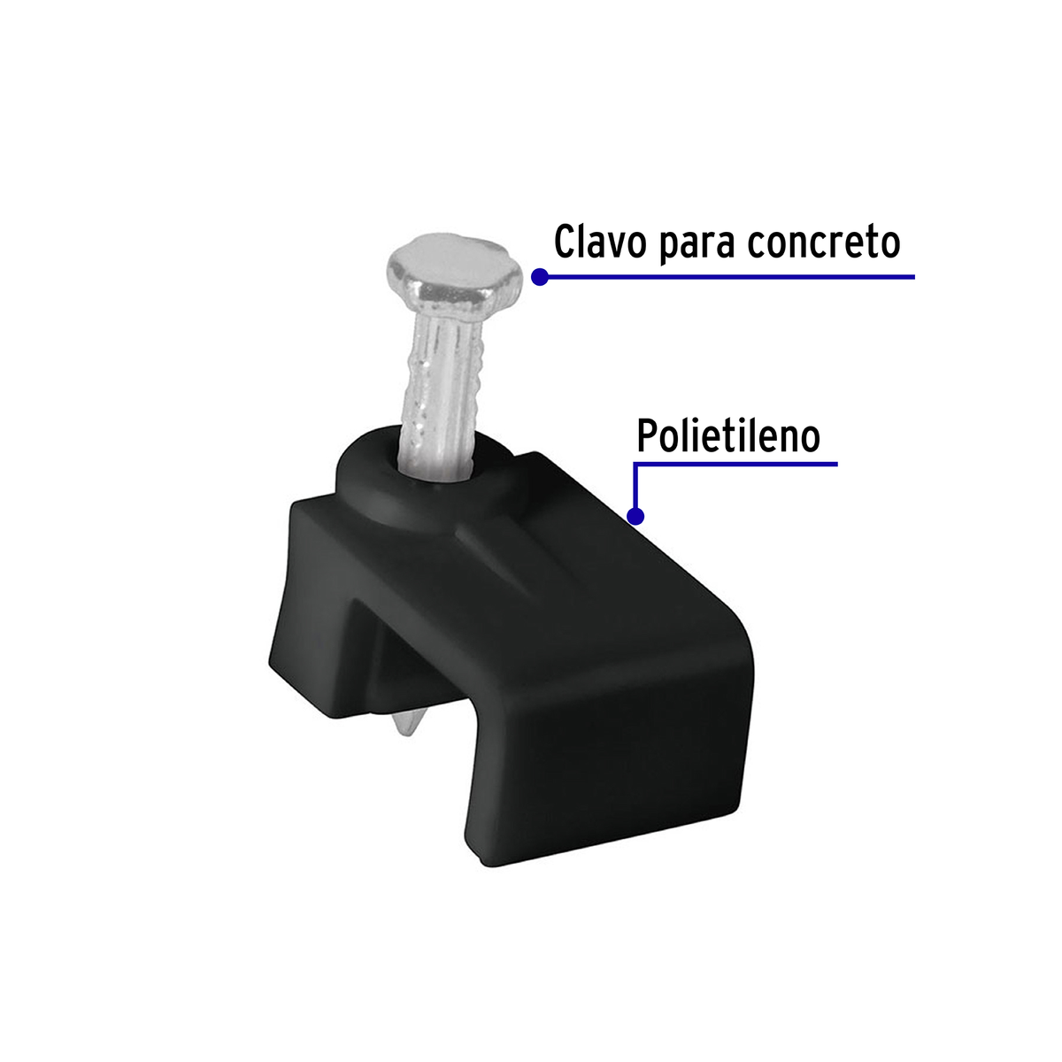 GRAPA PARA CABLE PLANO 5 x 8.5 mm, negra, bolsa 20 pzas