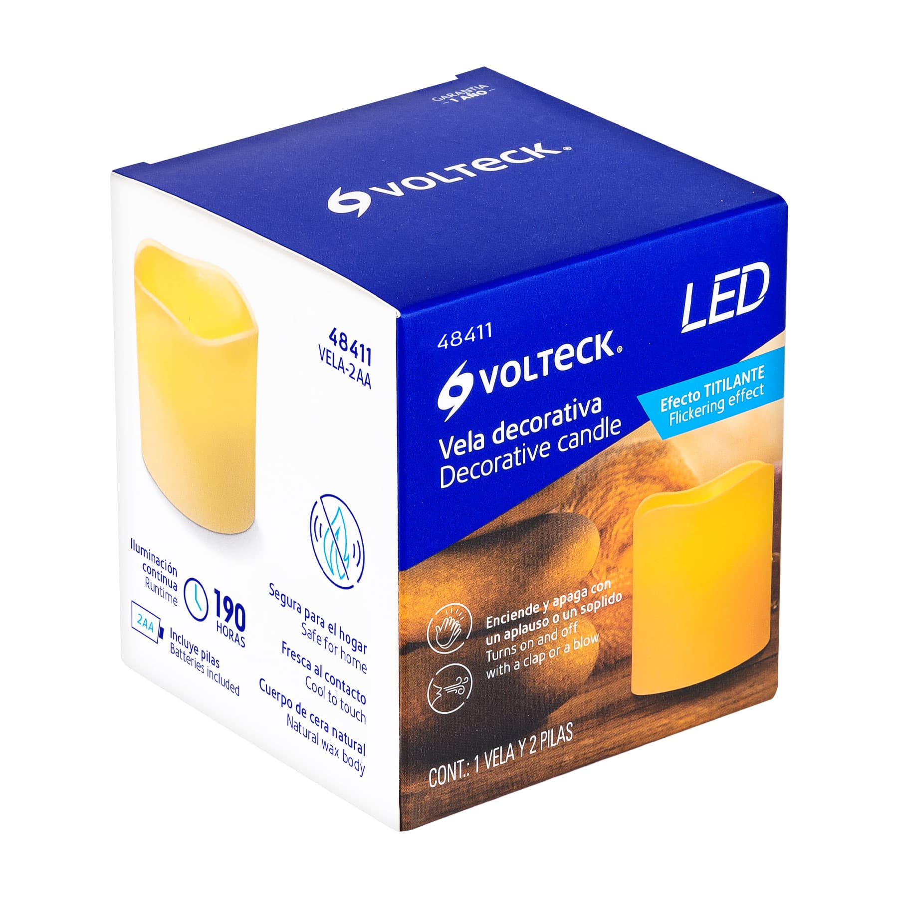 Vela de LED con 2 pilas AA y sensor