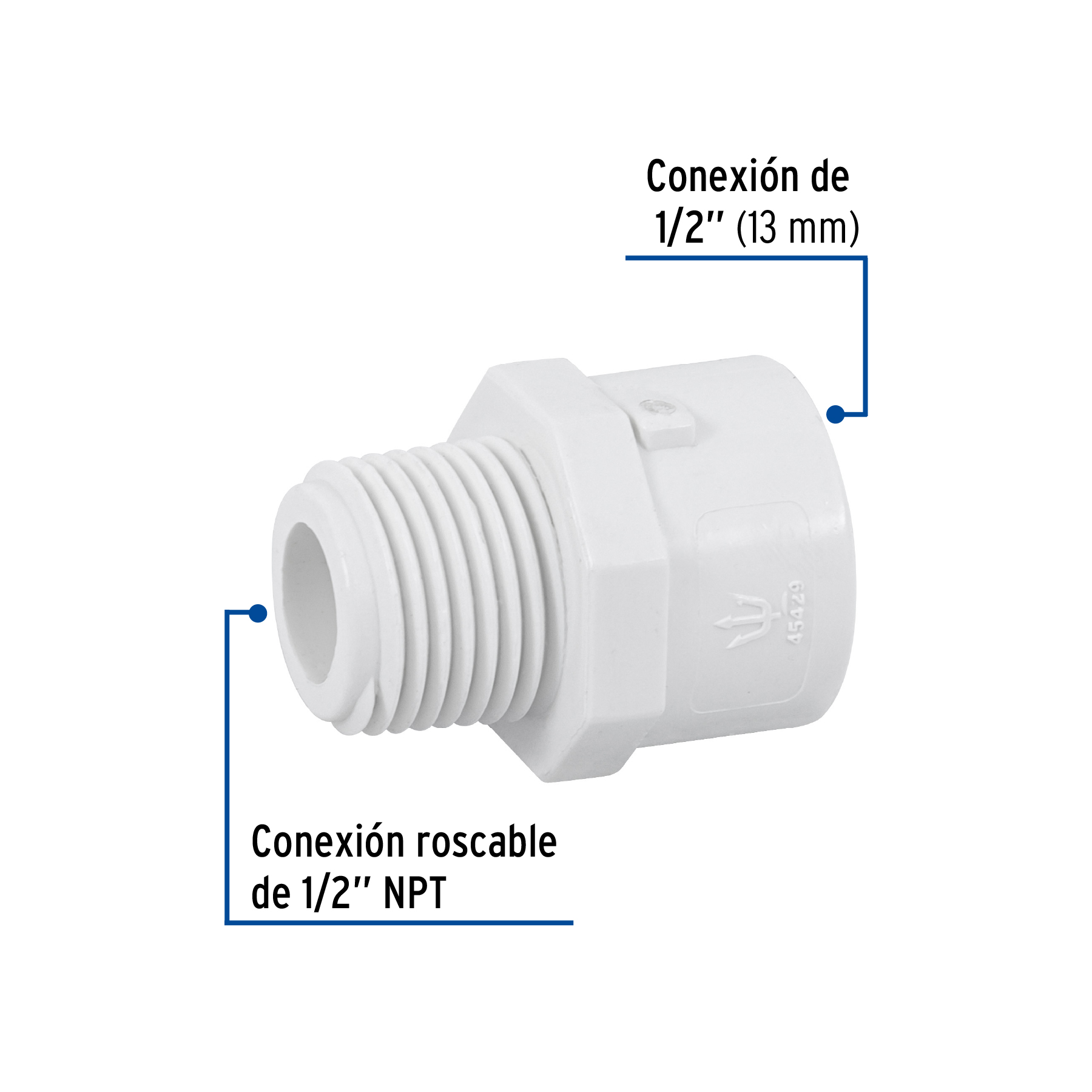 Adaptador macho de PVC 1/2"