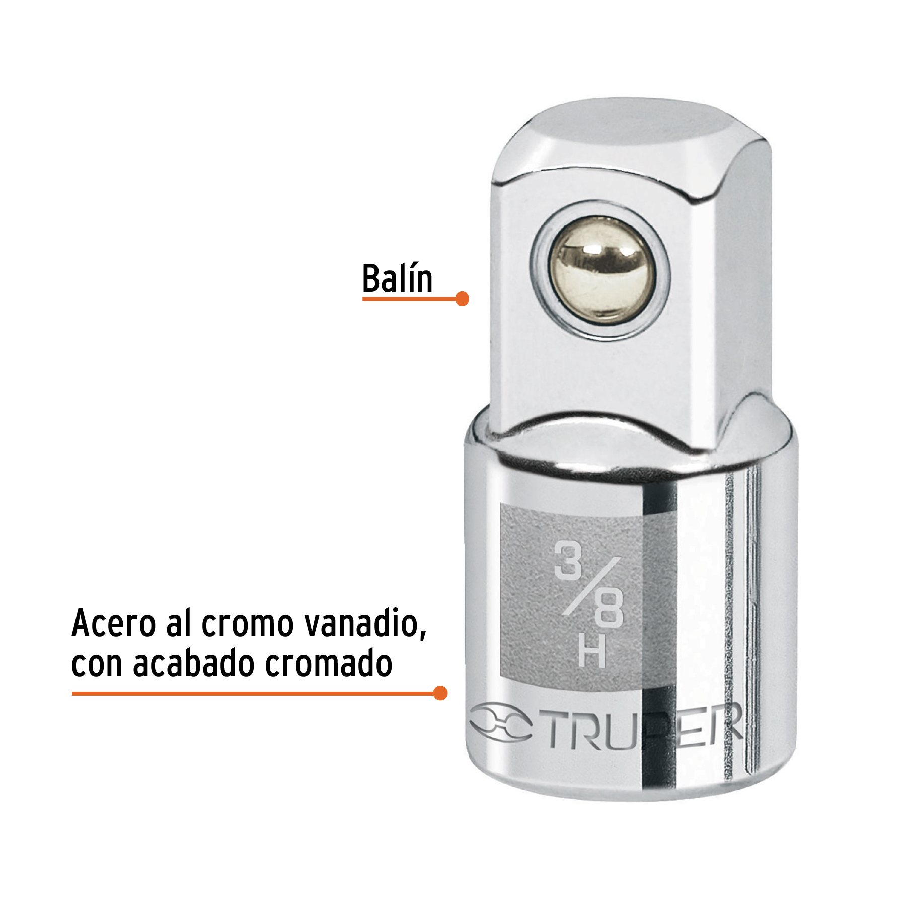 Adaptador para matraca de cuadro 3/8" a cuadro 1/2"