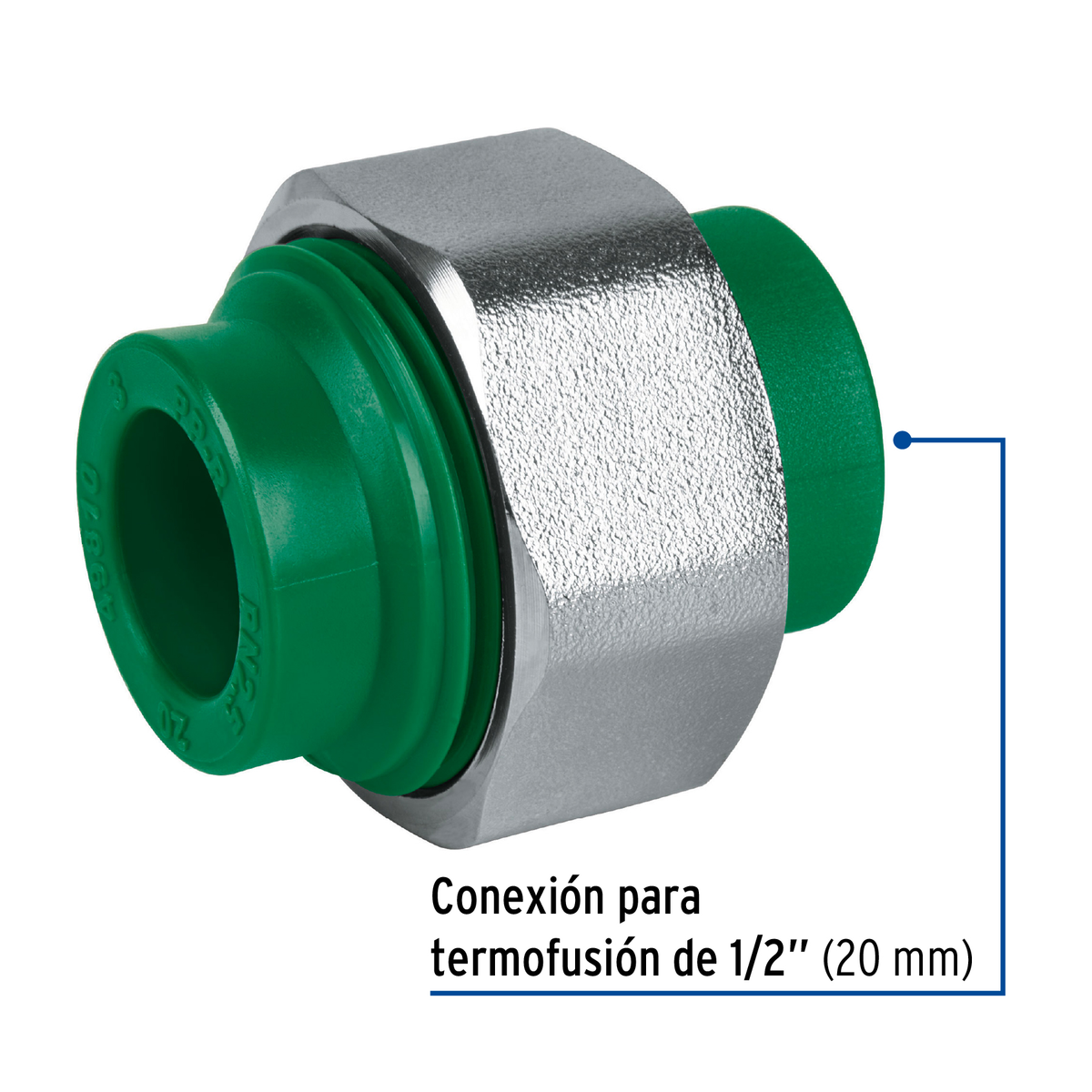 Tuerca unión de PPR, 1/2"x1/2", 20x20mm