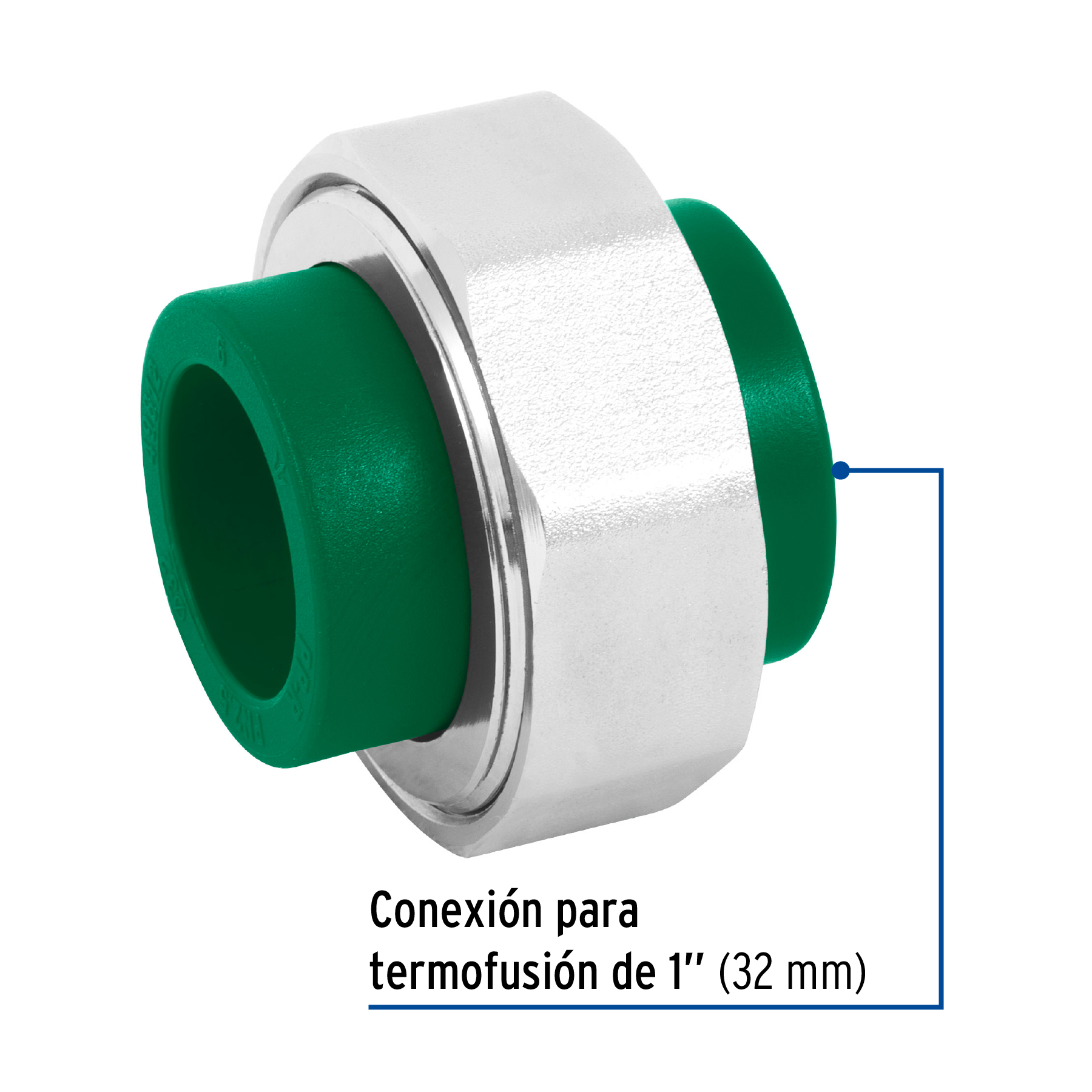 Tuerca unión de PPR, 1"x1", 32x32mm