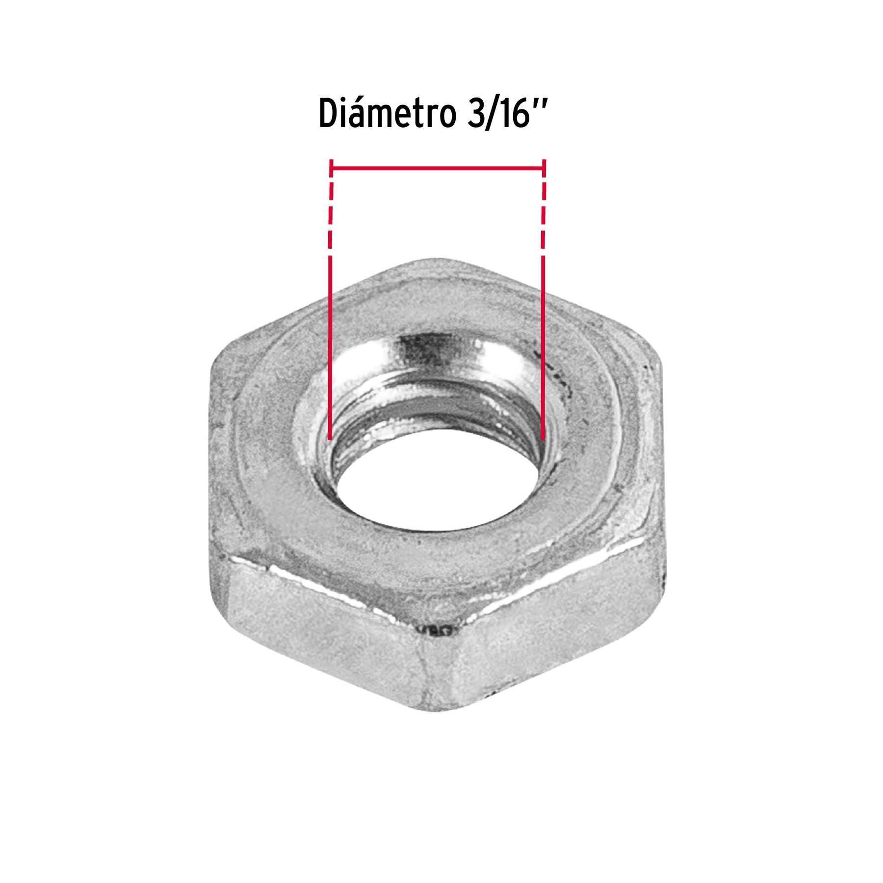 Tuerca de acero hexagonal de 3/16" tipo sakamura, 600 pzas