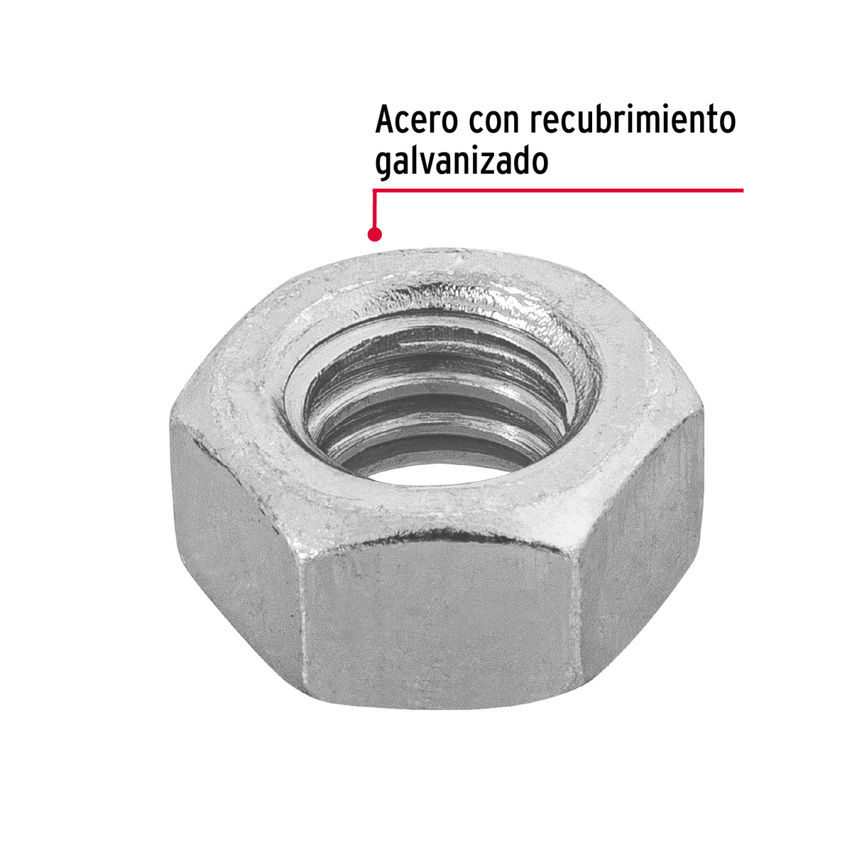 Tuerca de acero galvanizado hexagonal de 5/16", 150 pzas