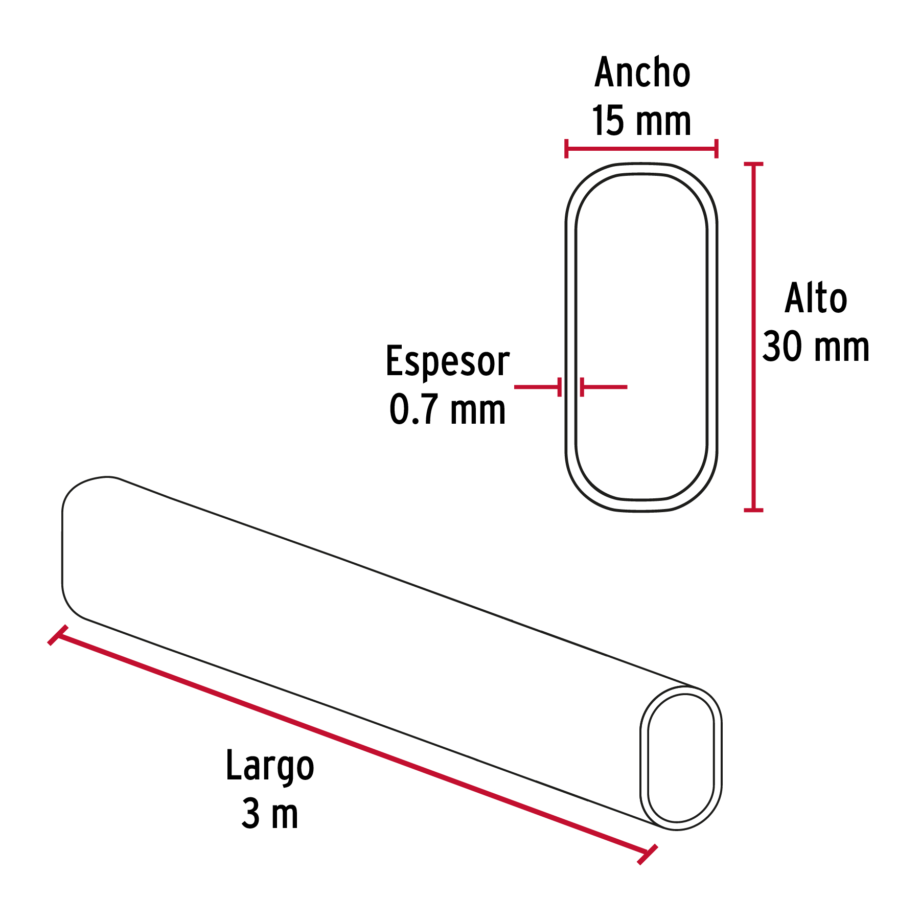 Tubo ovalado cromado para closet