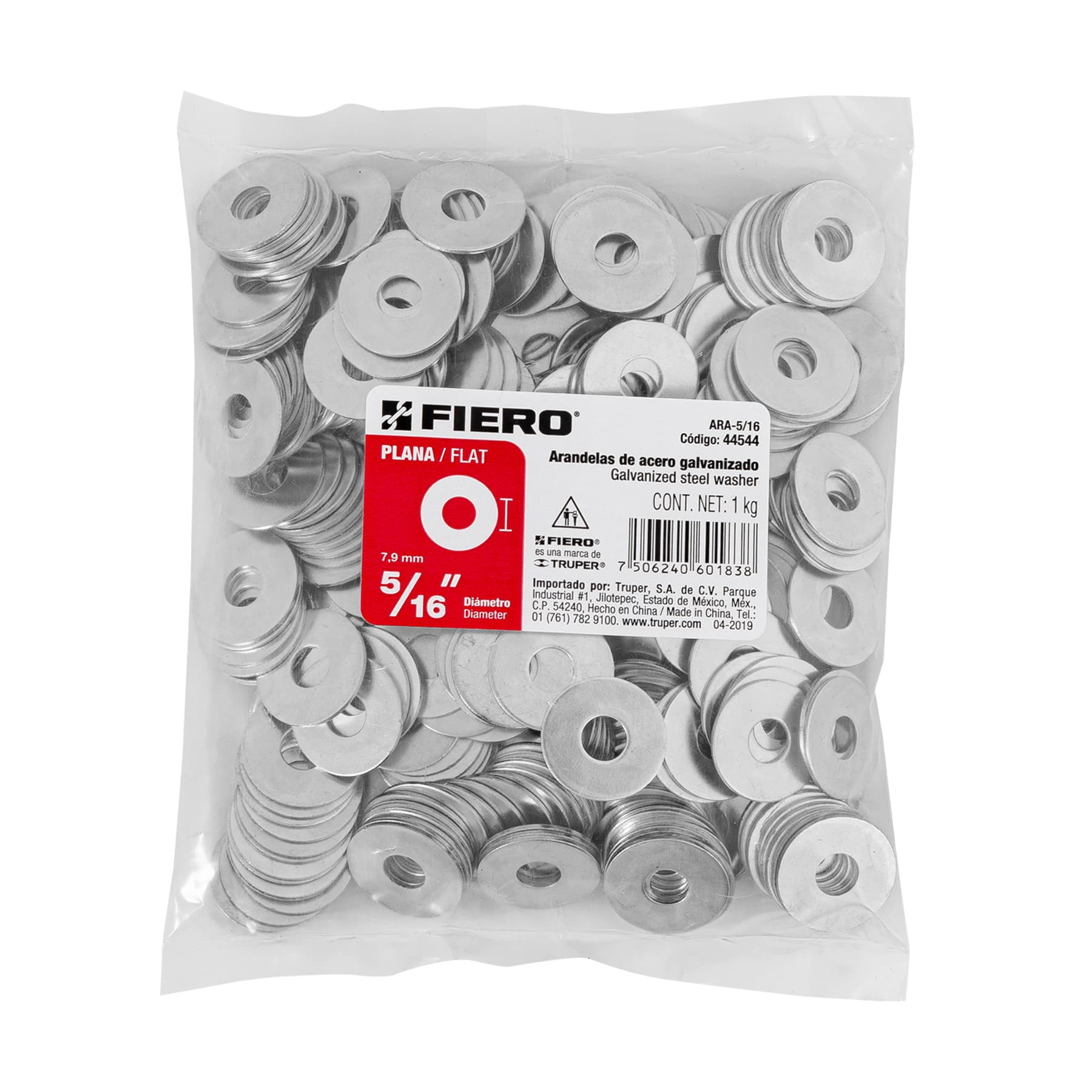 Arandela de acero galvanizado de 5/16", bolsa de 1 kg