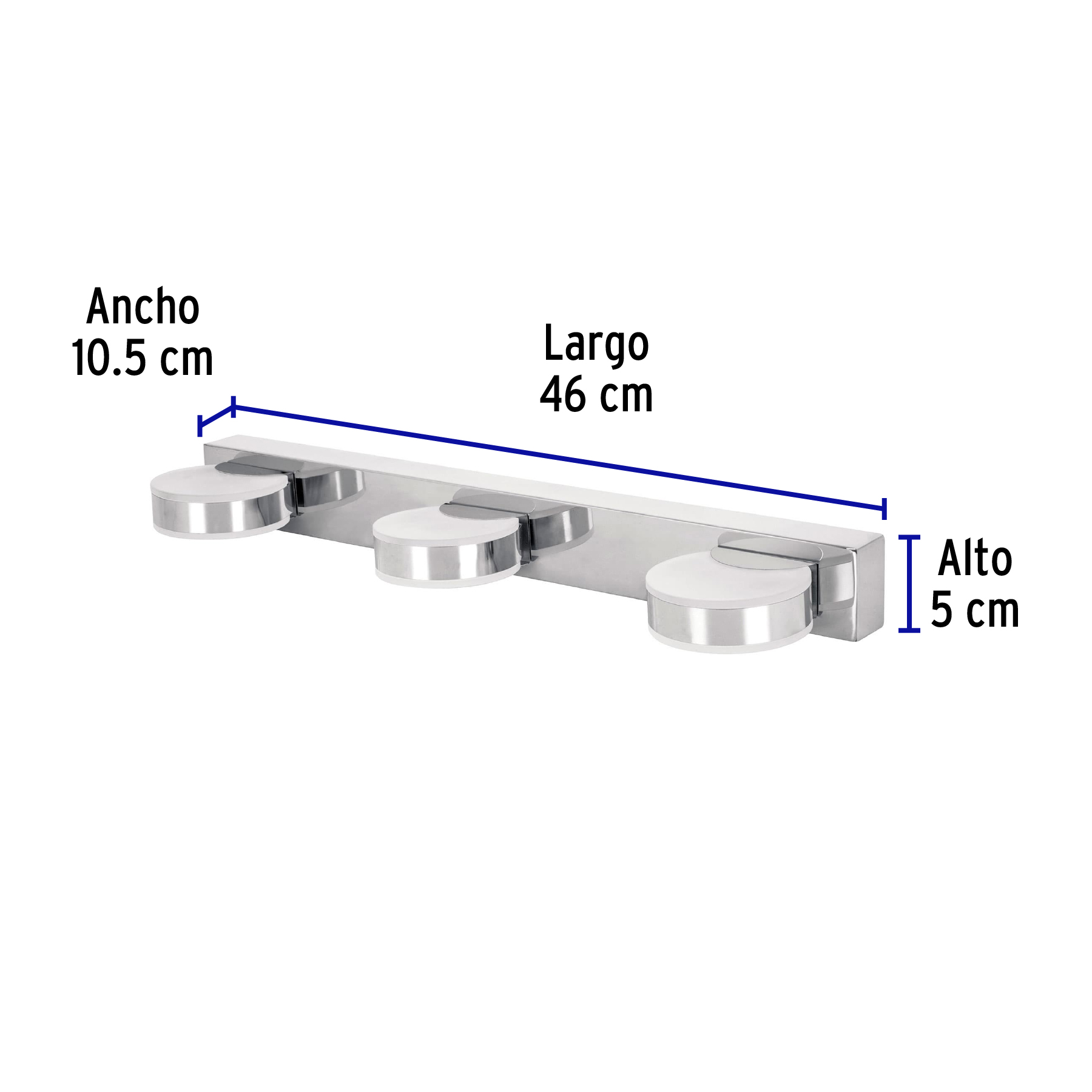 Arbotante decorativo, triple, cromado, 9 W, LED