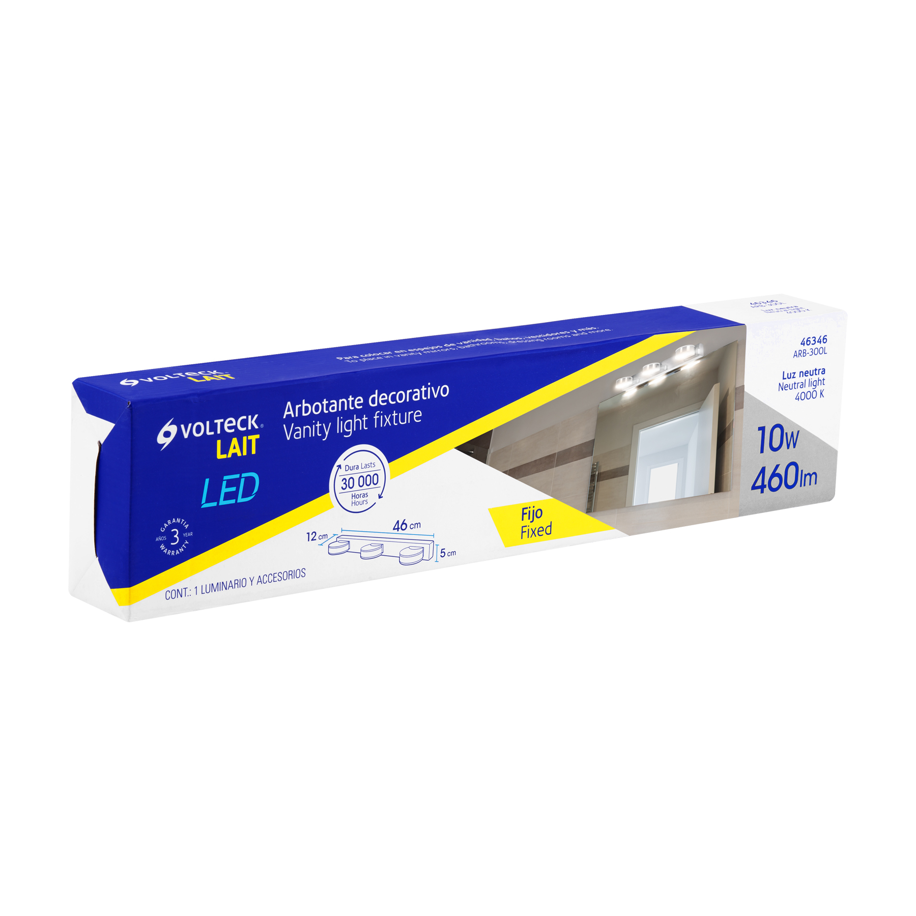 Arbotante decorativo, triple, cromado, 9 W, LED
