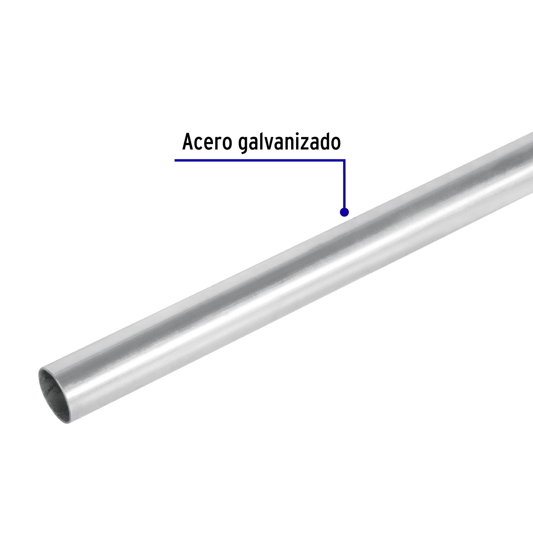 Tubo 1/2" de acero galvanizado 3 m, para pared delgada