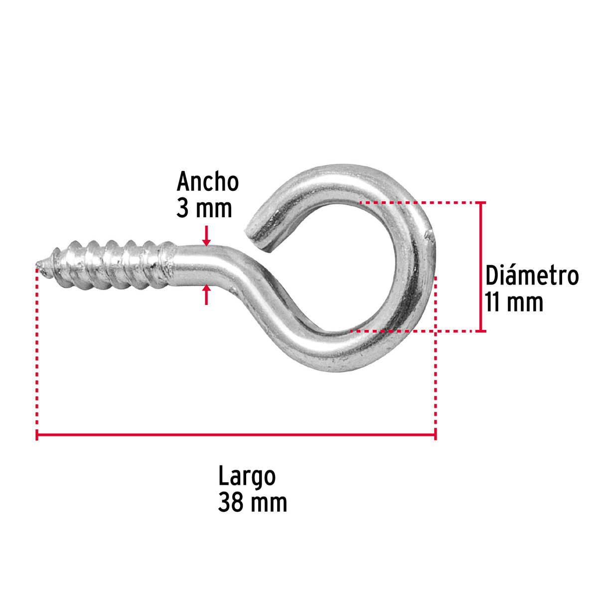 Armella 19 x 60, cerrada, caja con 144 pzas