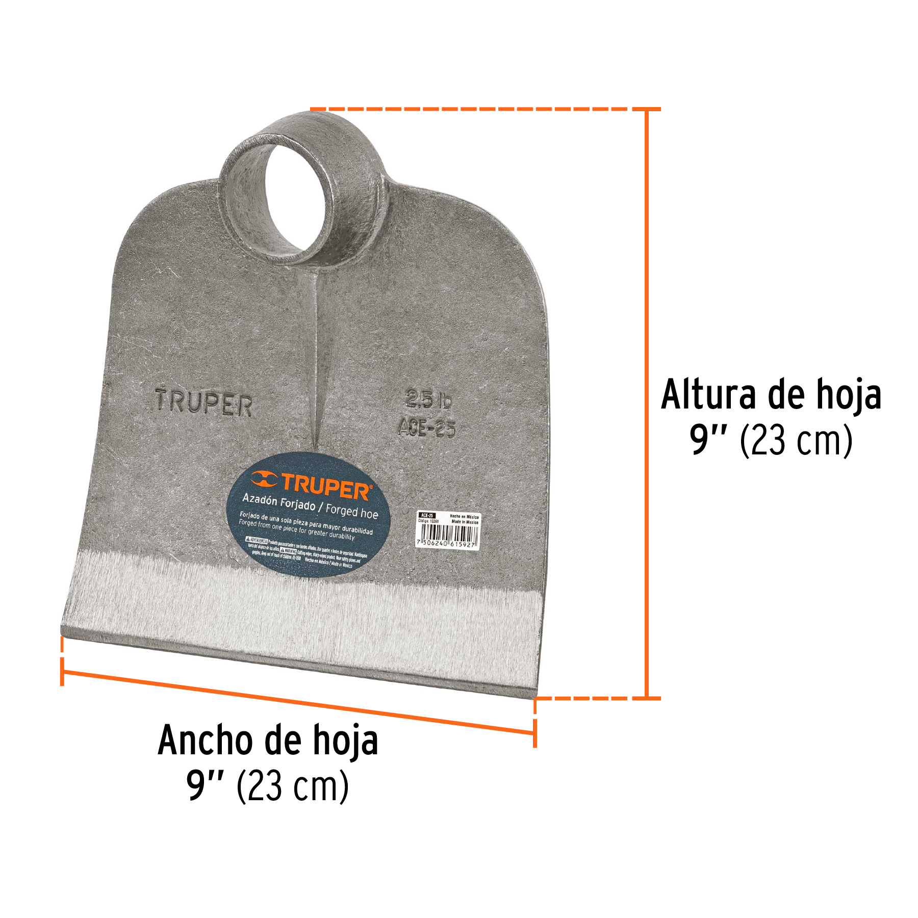 Azadón Centroamericano, sin mango, 2.5 lbs