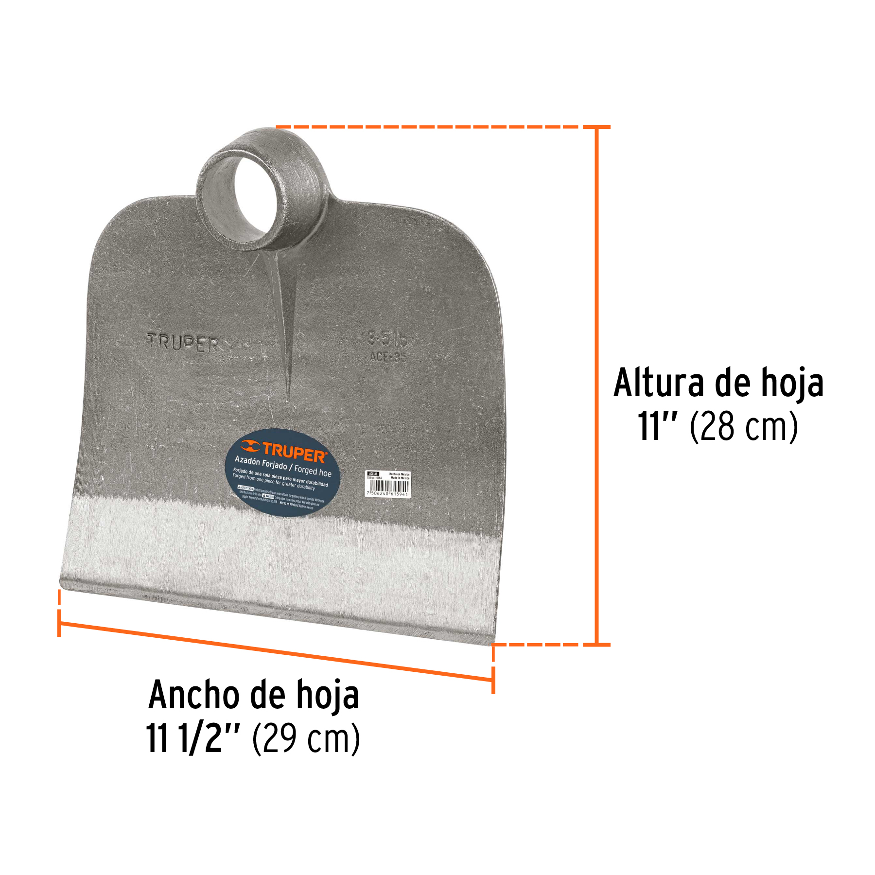 Azadón Centroamericano, sin mango, 3.5 lbs