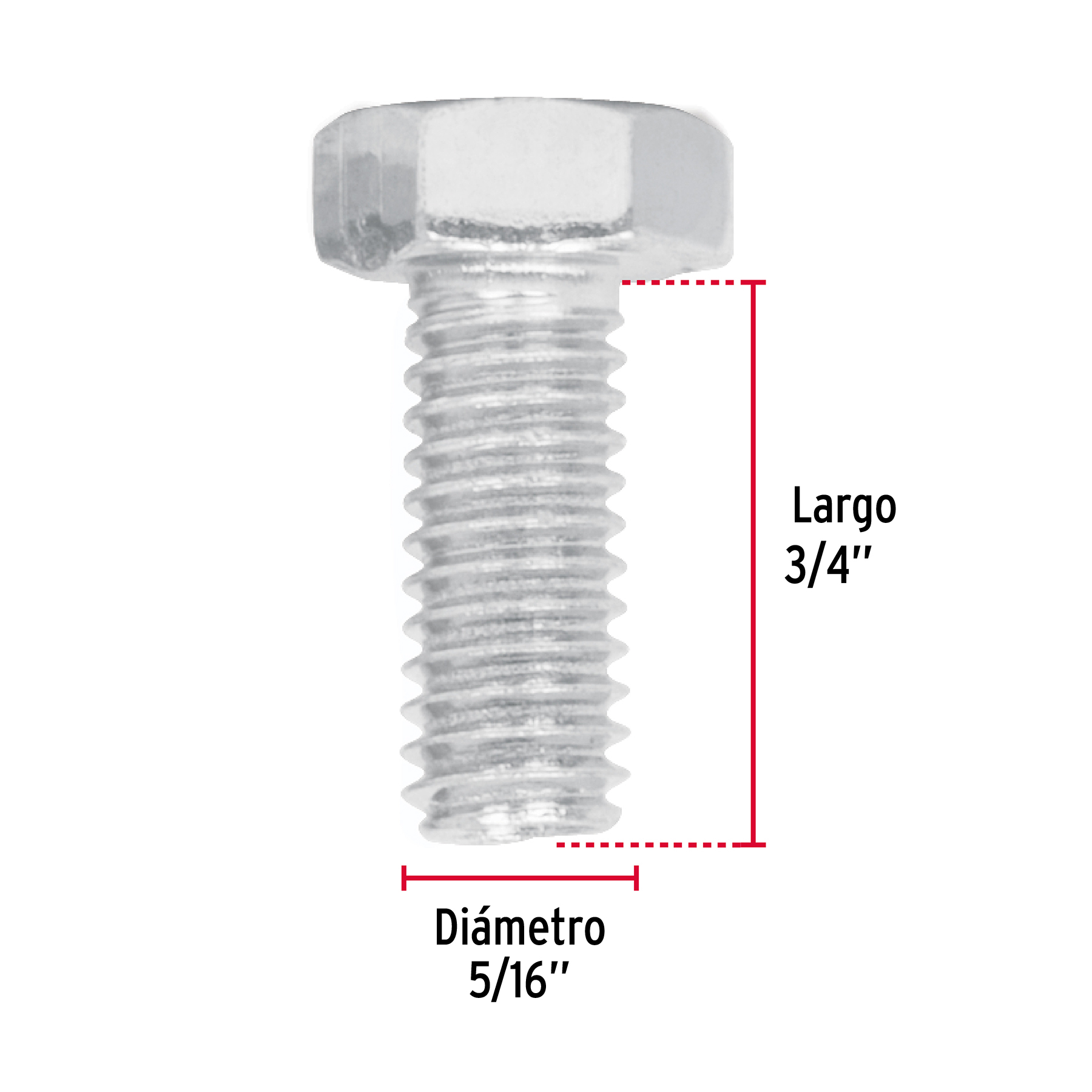 Tornillo acero galvanizado tipo máquina 5/16x3/4", 80 pzas