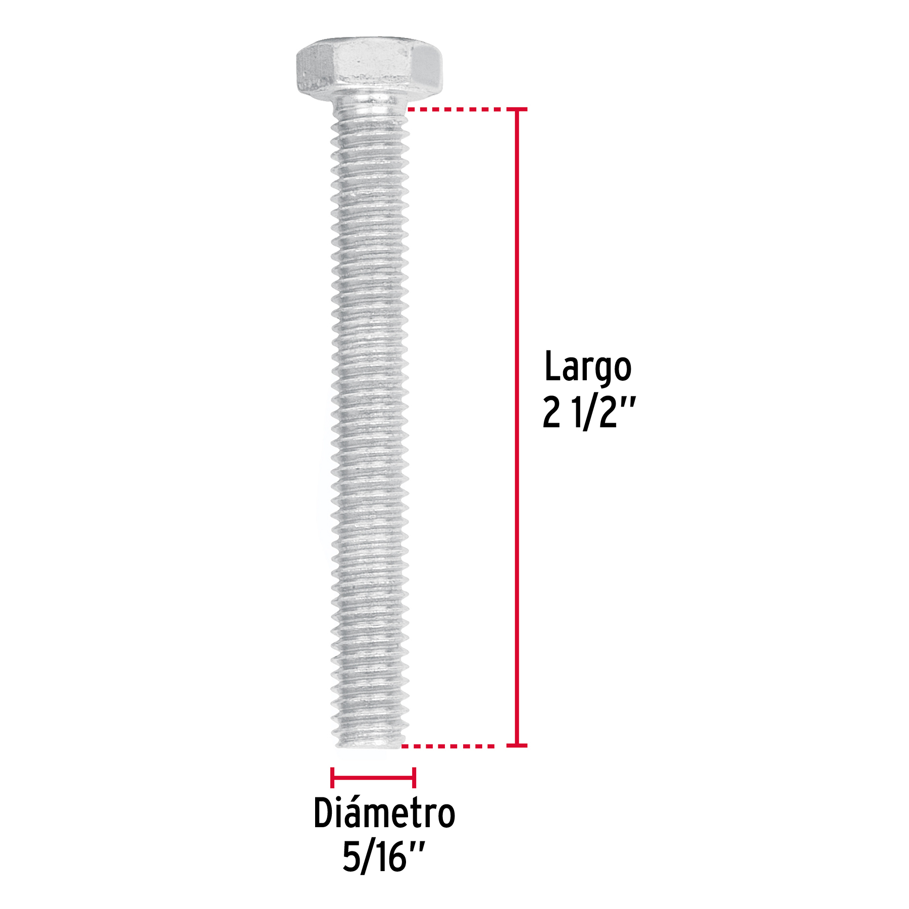Tornillo acero galvanizado tipo máquina 5/16x2 1/2",60 pzas