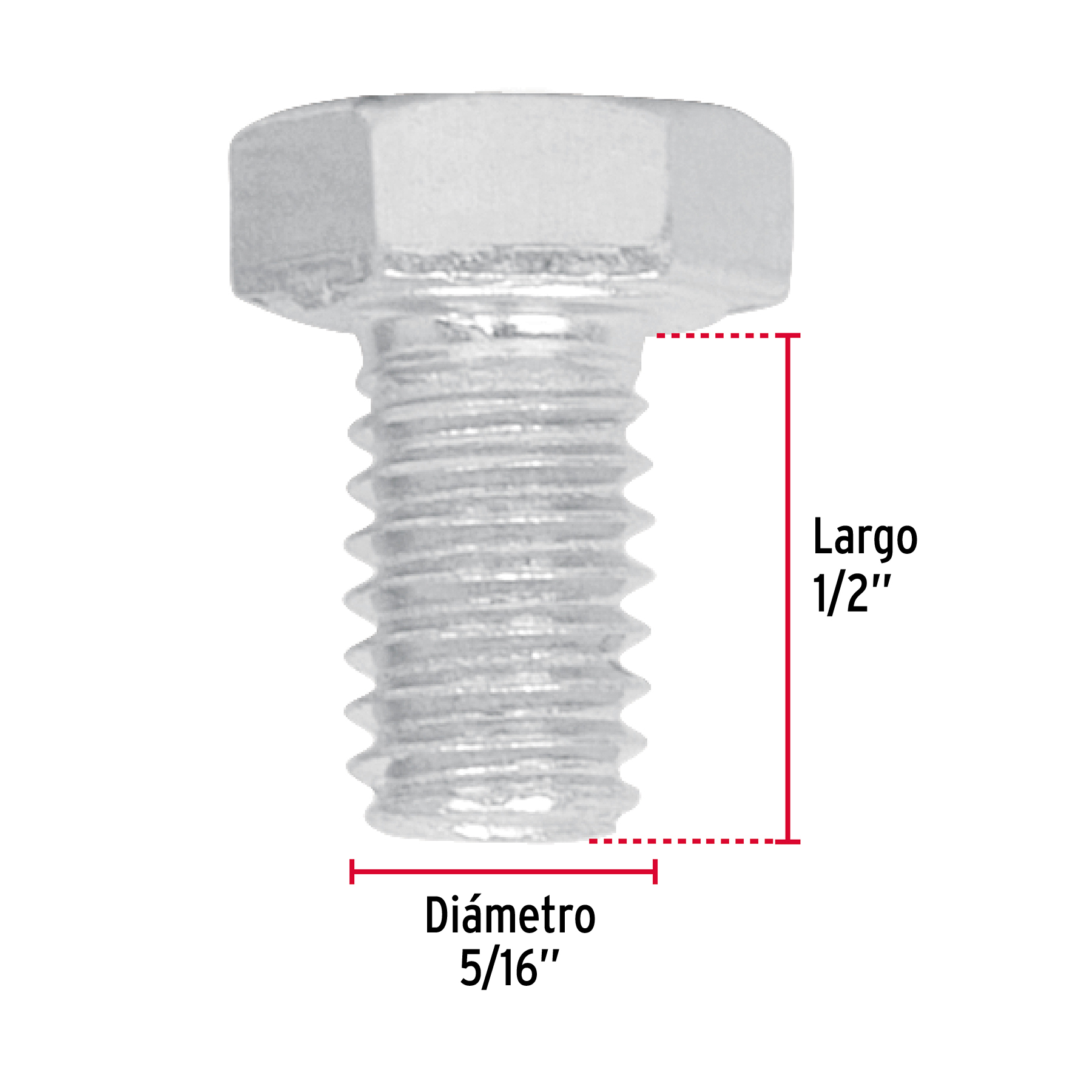 Tornillo acero galvanizado tipo máquina 5/16x1/2", 100 pzas