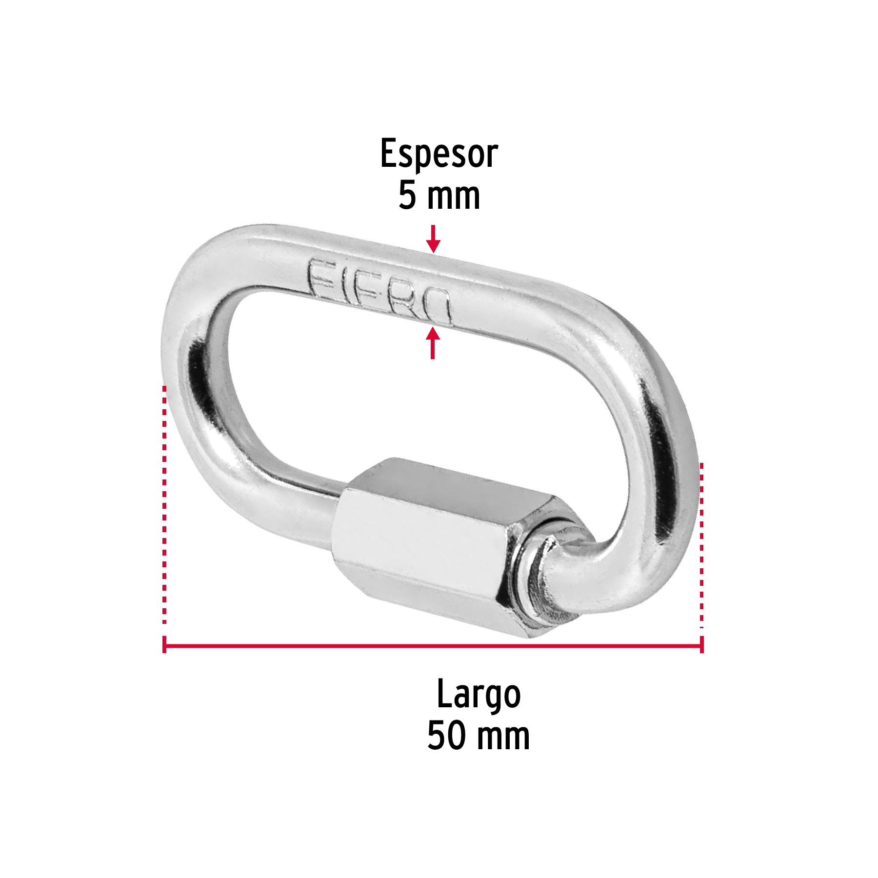 Bandola con seguro, de acero, 3/16"