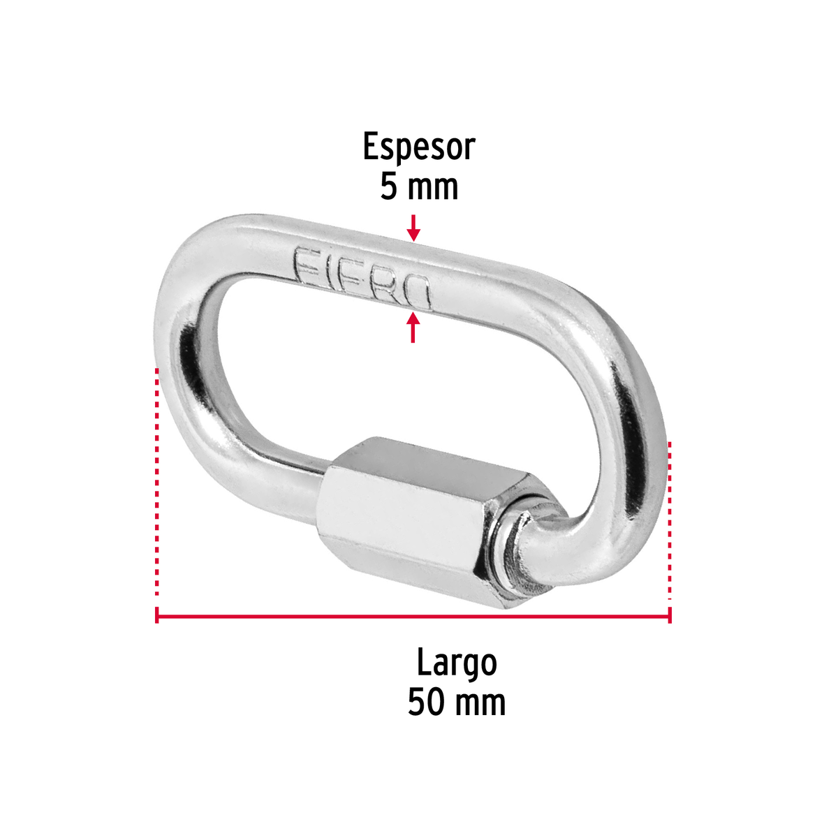 Bandola con seguro, de acero, 3/16"