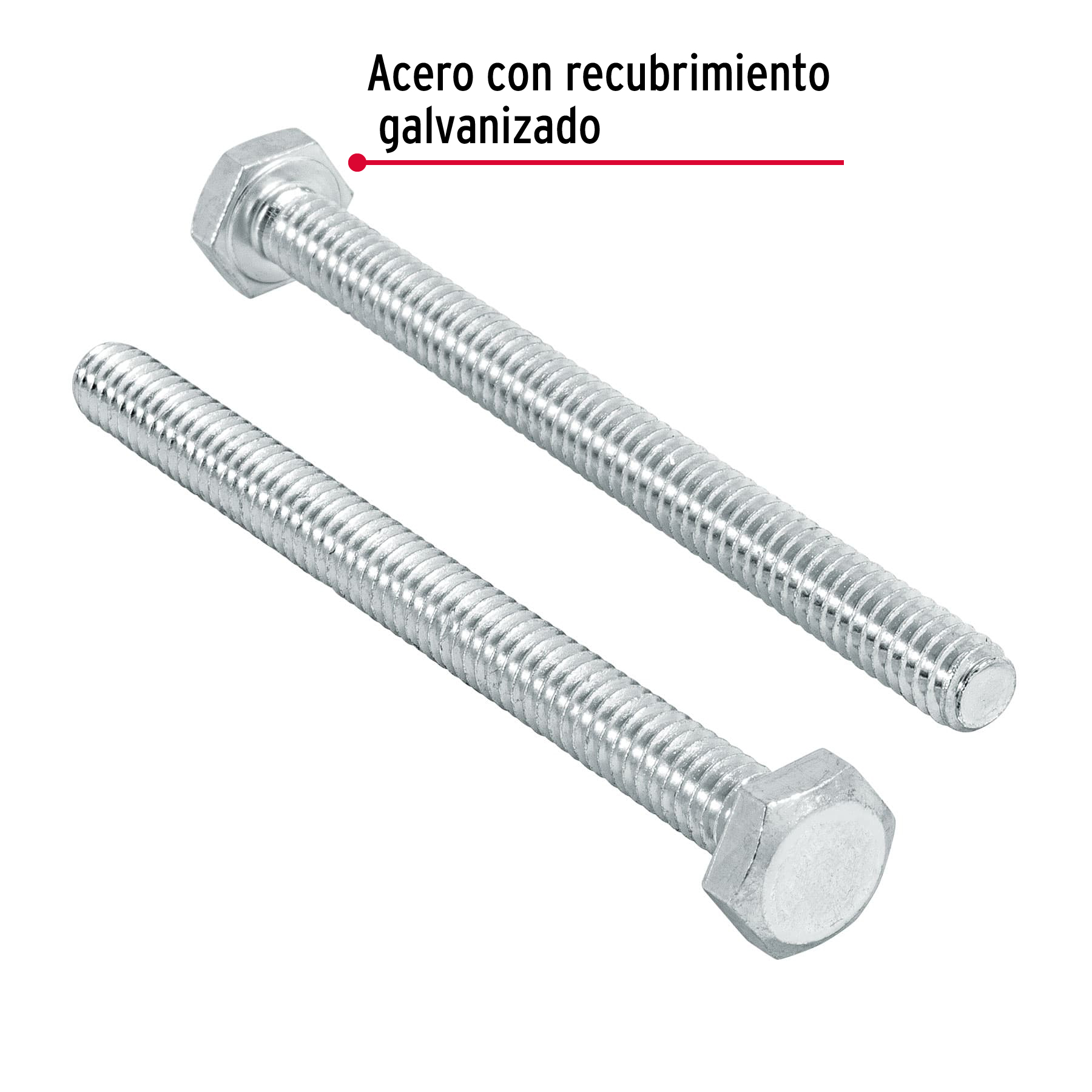 Tornillo acero galvanizado tipo máquina 1/4x3", 50 pzas