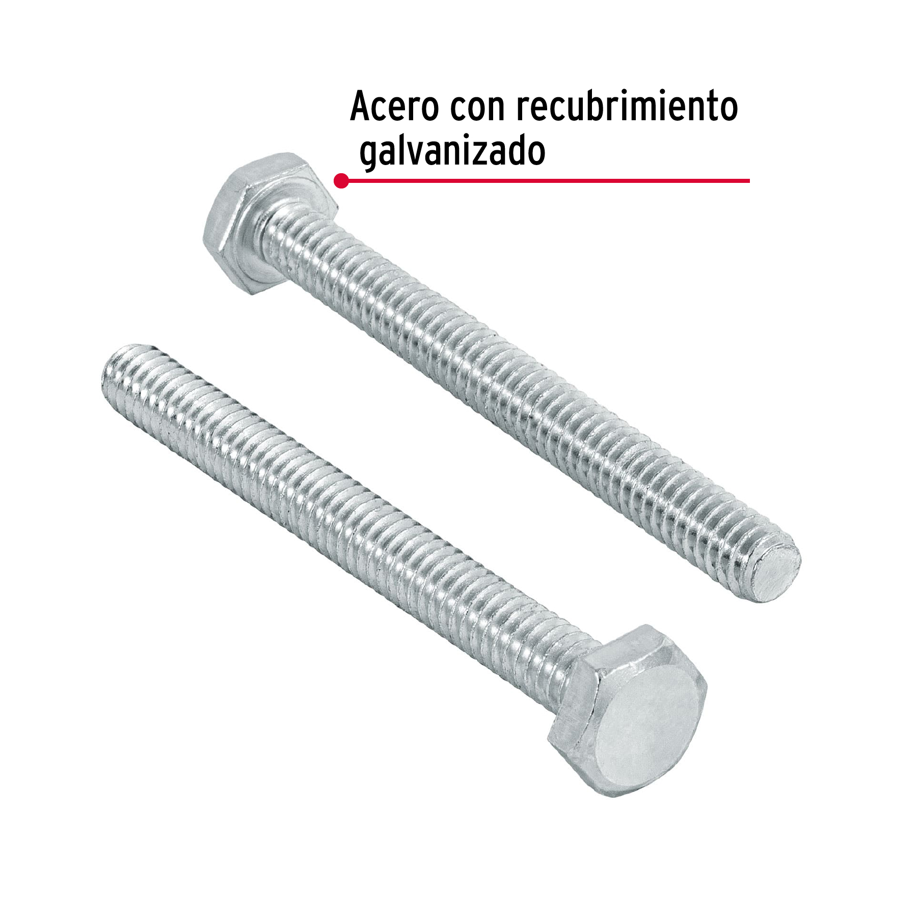 Tornillo acero galvanizado tipo máquina 1/4x2 1/2", 50 pzas