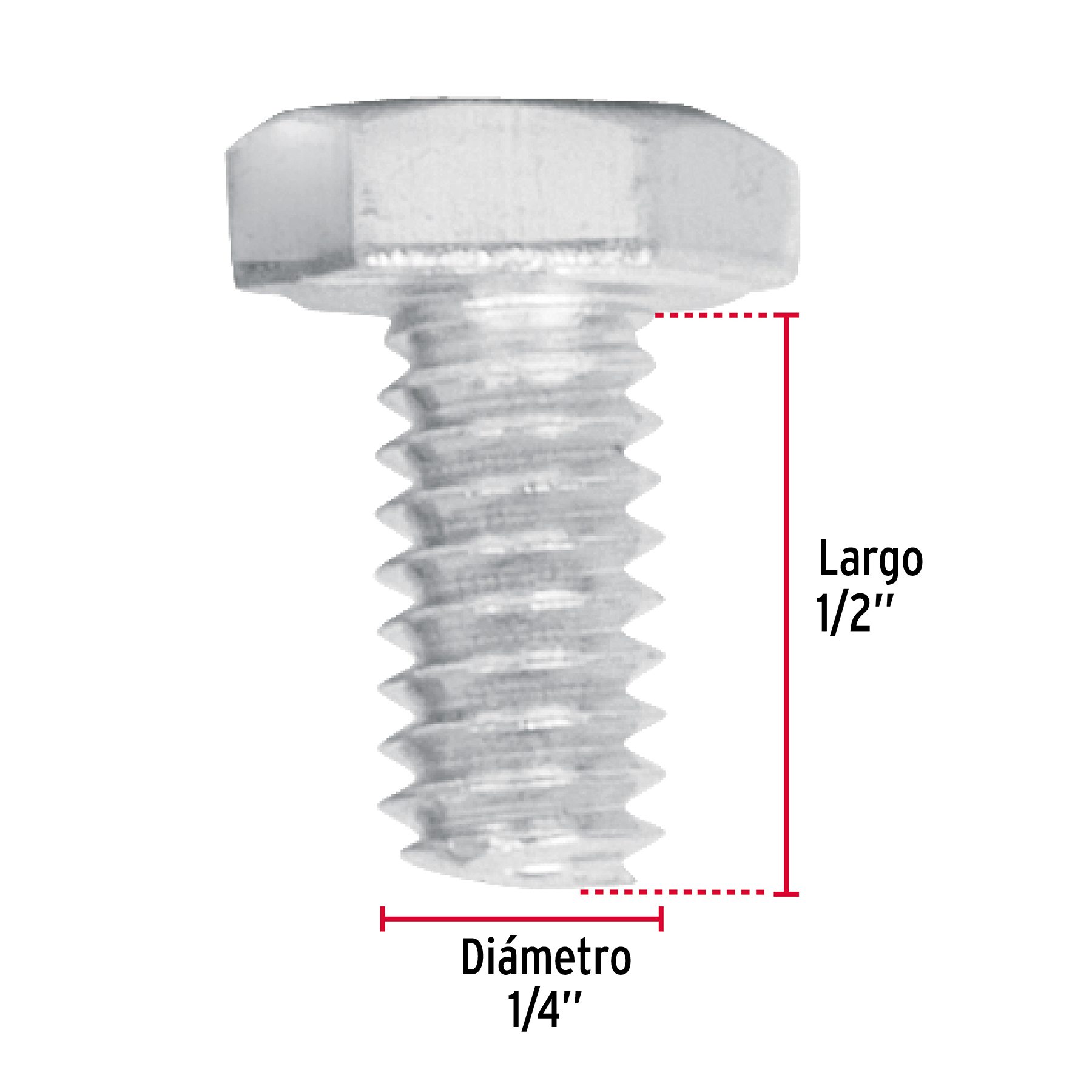 Tornillo acero galvanizado tipo máquina 1/4x1/2", 150 pzas