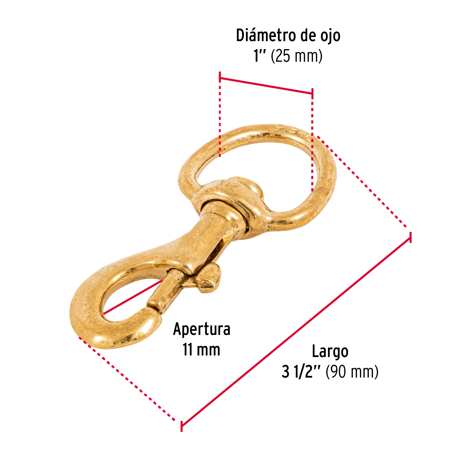 Bandola destorcedora, de latón, 1"