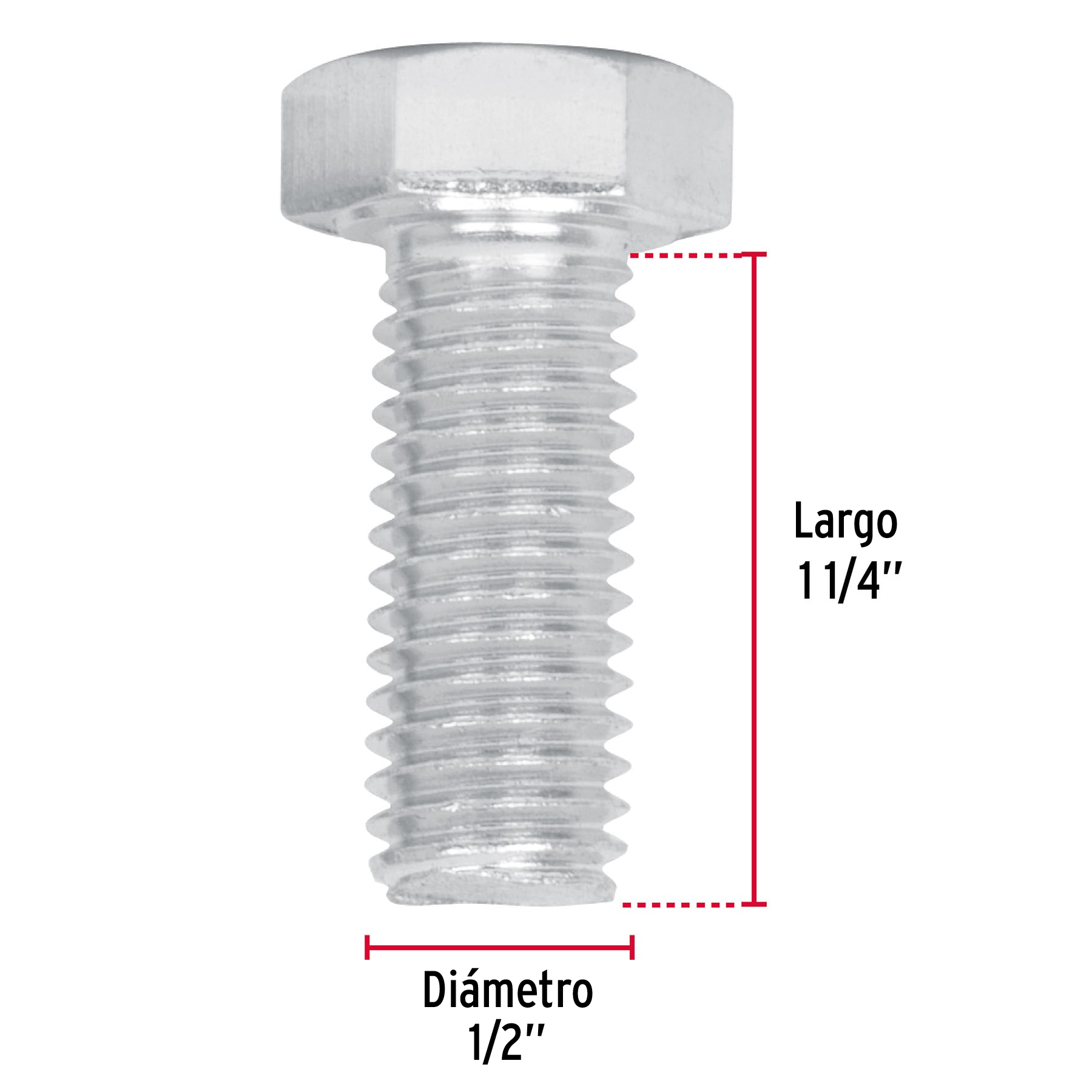 Tornillo acero galvanizado tipo máquina 1/2x1 1/4",40 pzas