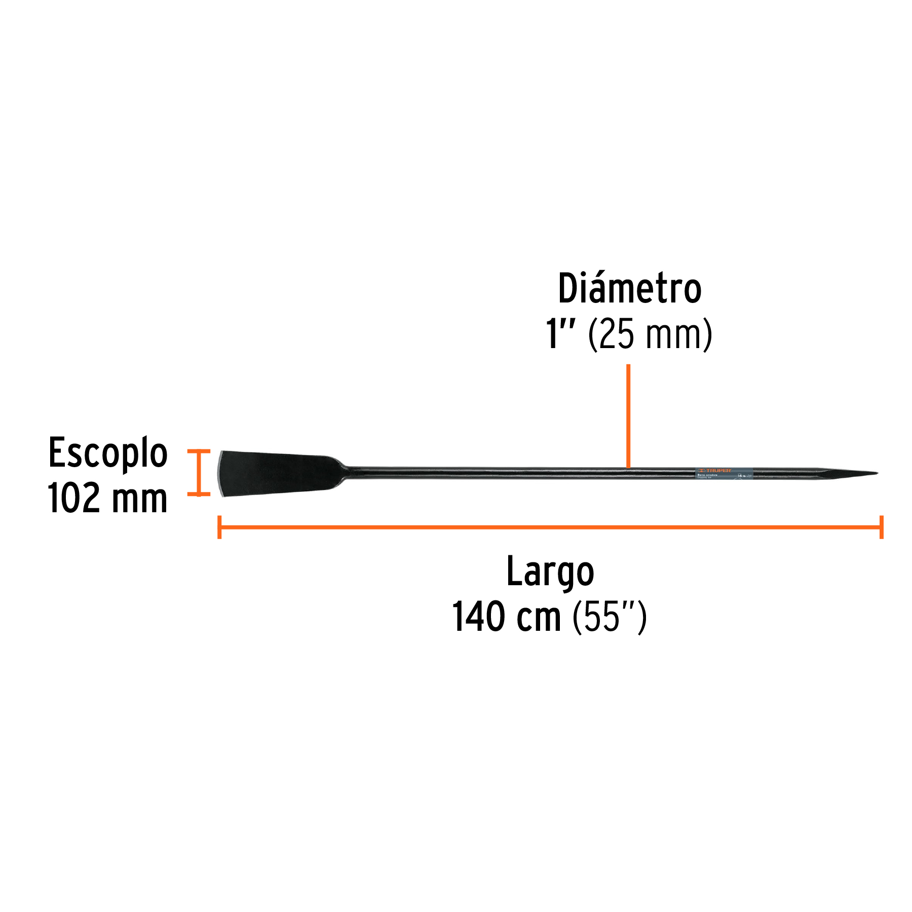 Barra cavadora 1-1/8" 1400 mm x 102 mm