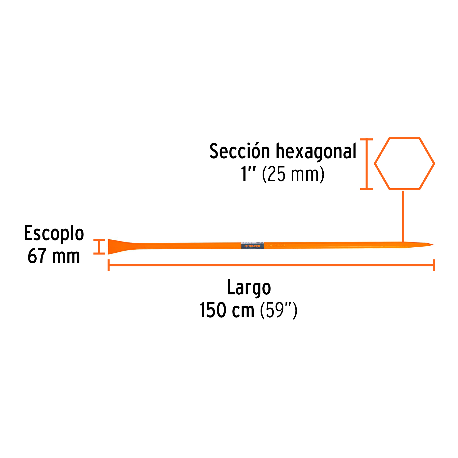 Barreta de punta de 1" x 150 cm