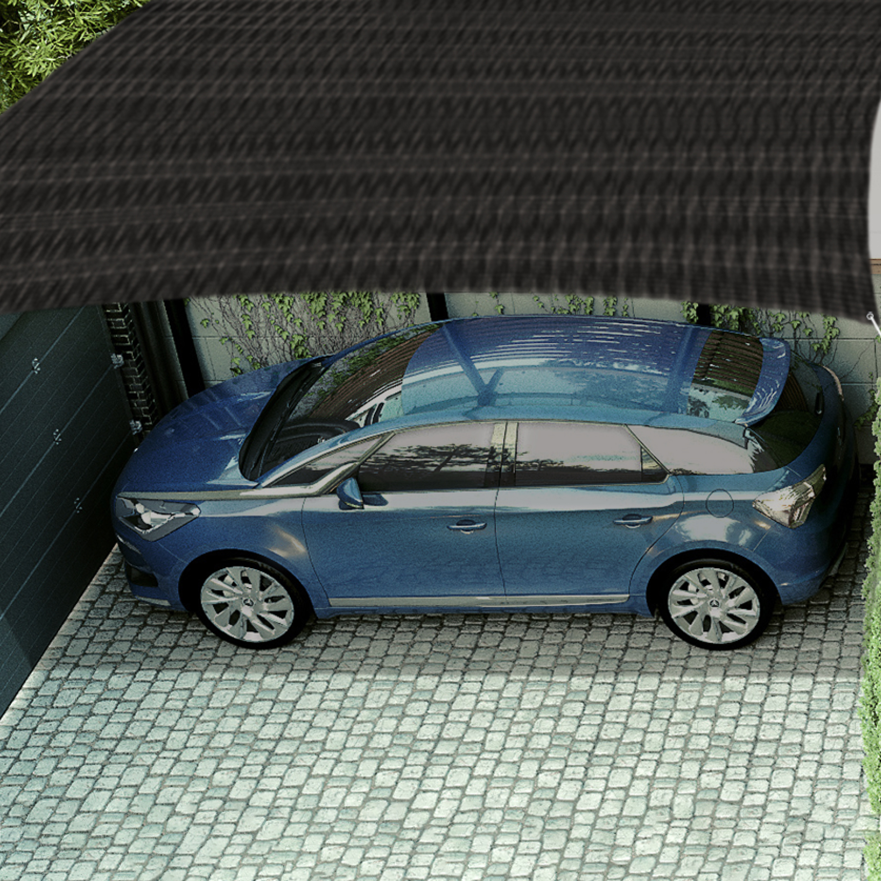 Toldo de polietileno, 80% sombra, 3.60 x 5 m, negro