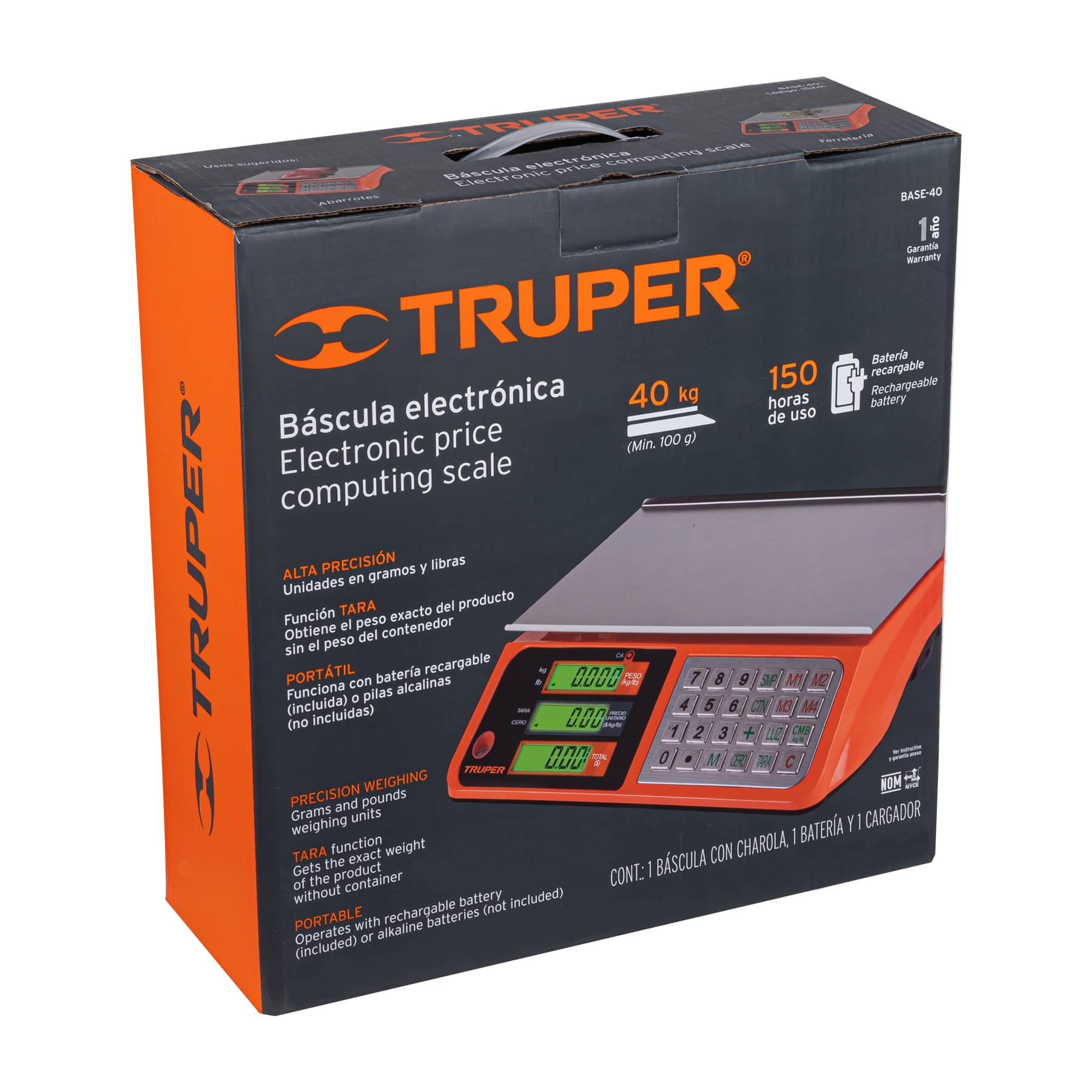 Báscula electrónica multifunciones capacidad 40 kg