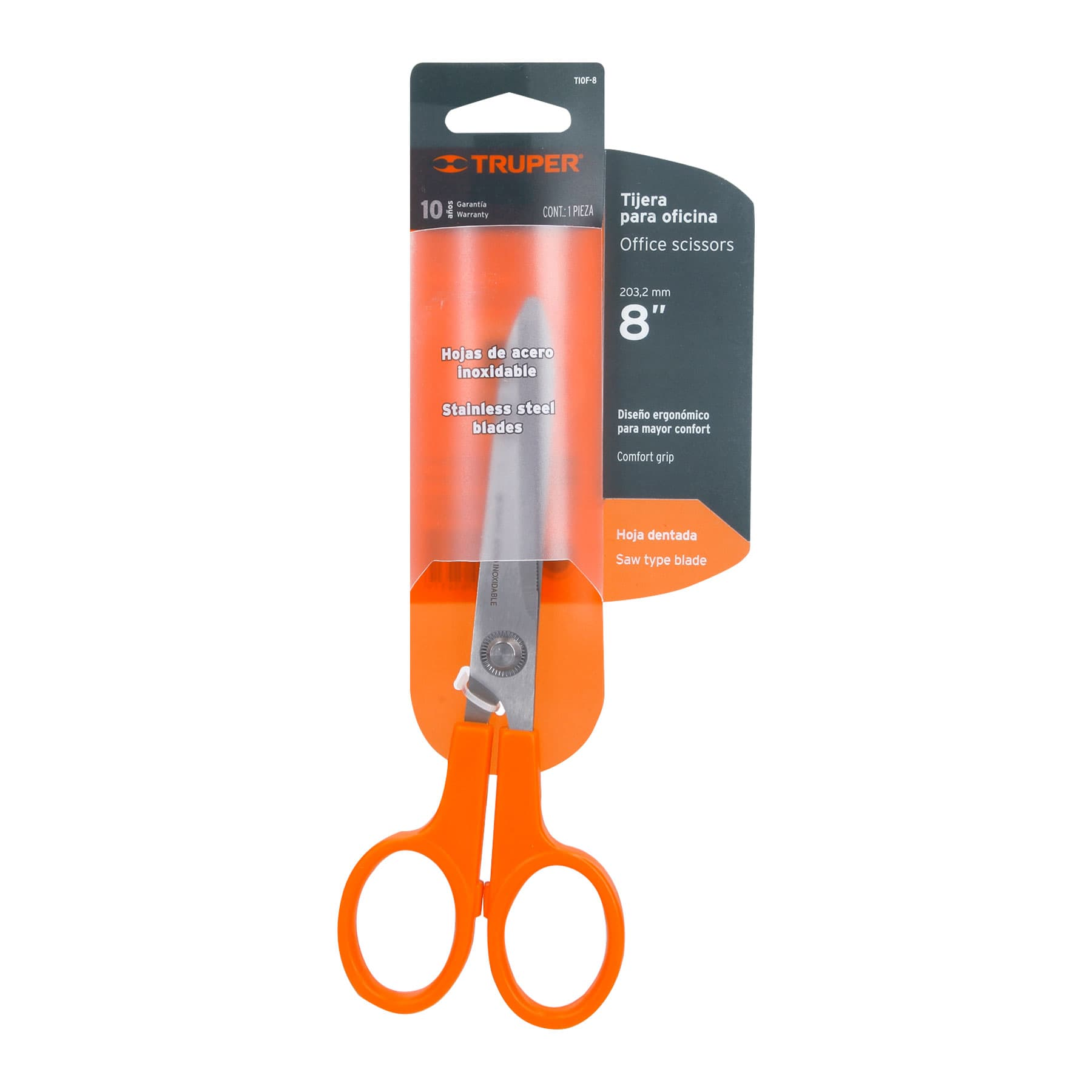 Tijera para oficina 8", de acero inoxidable