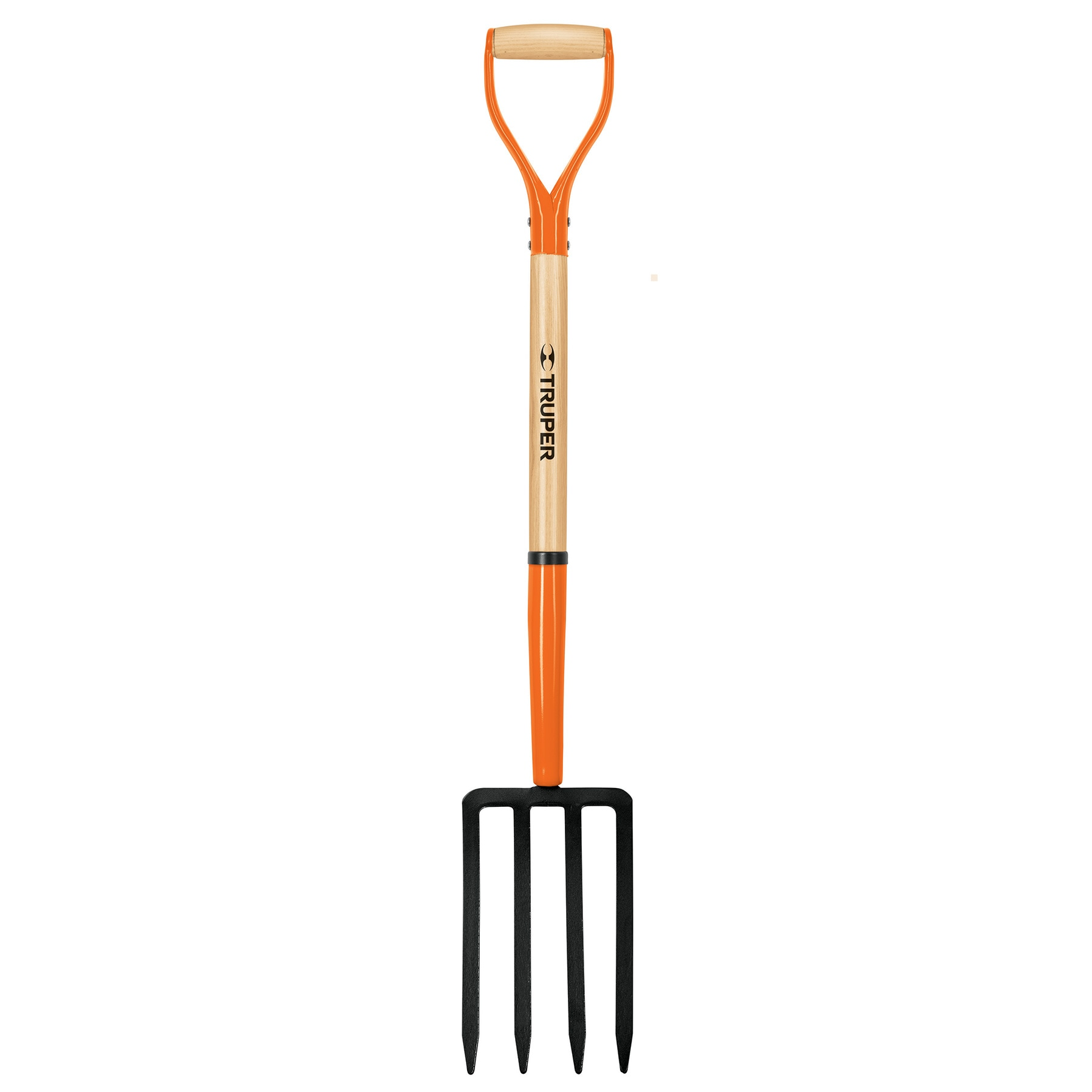 Bieldo para jardín, 4 dientes, puño metálico, mango 30"