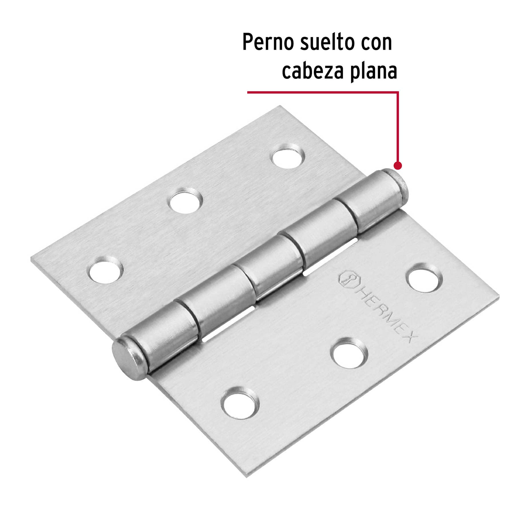 Bisagra cuadrada 2-1/2", acero cromo mate, plana