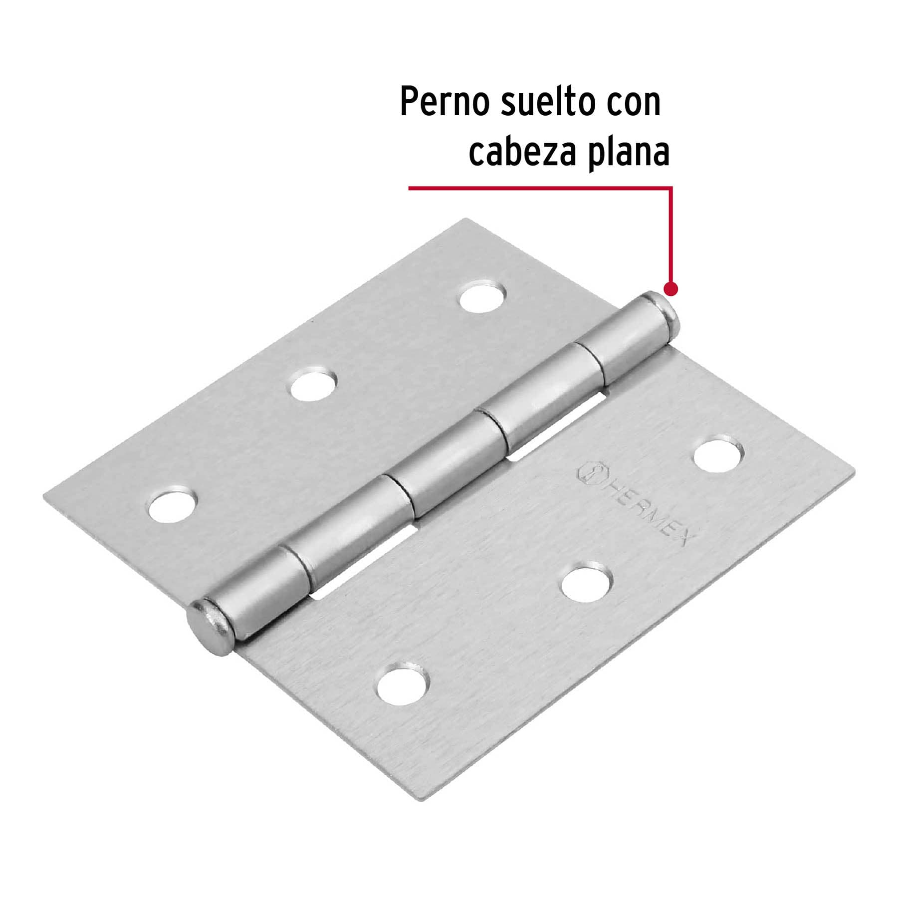 Bisagra cuadrada 3", acero cromo mate, plana, Hermex Basic