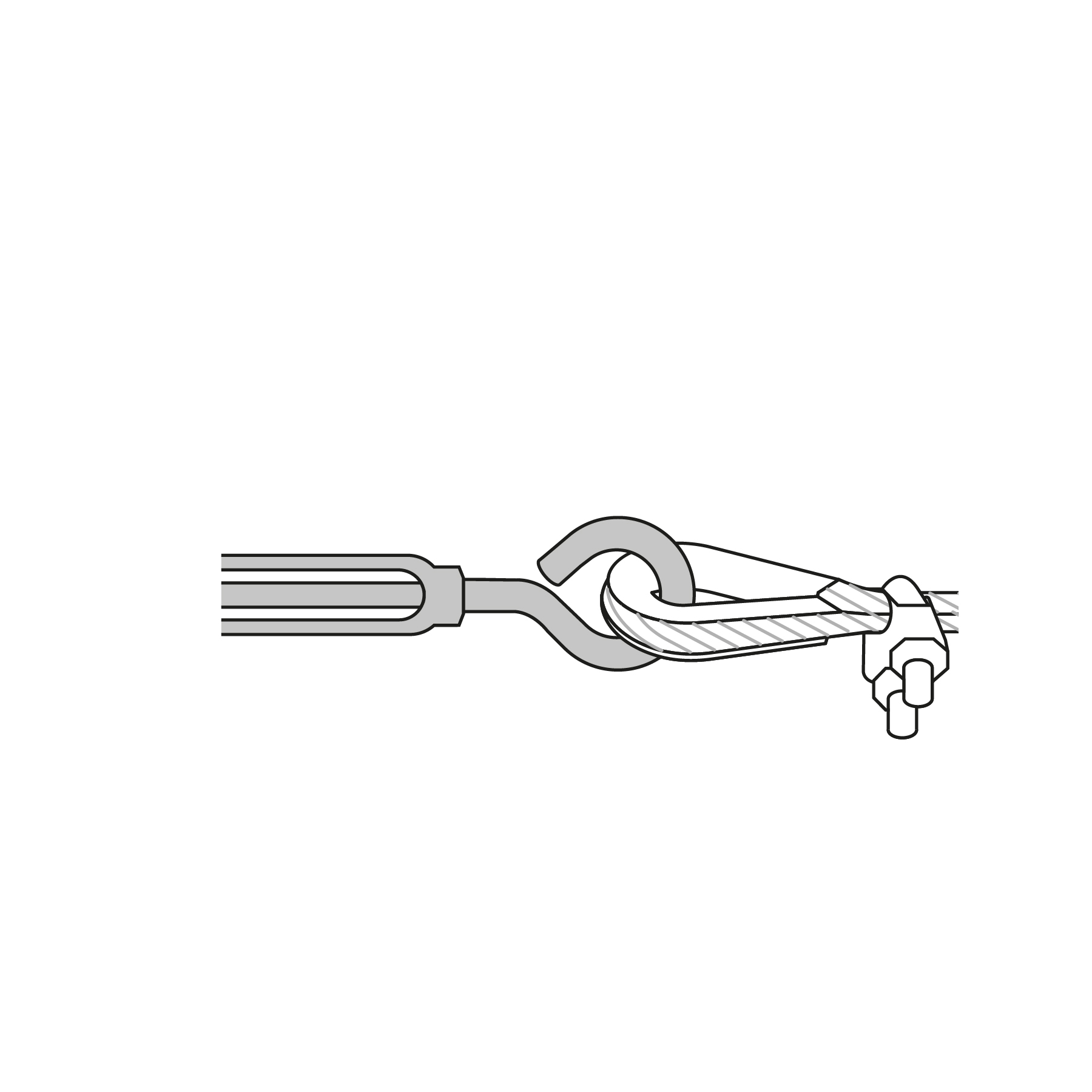 Tensor zinc, 1/4", gancho-argolla