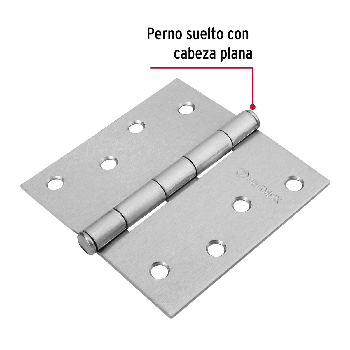 Bisagra cuadrada 4", acero cromo mate, plana