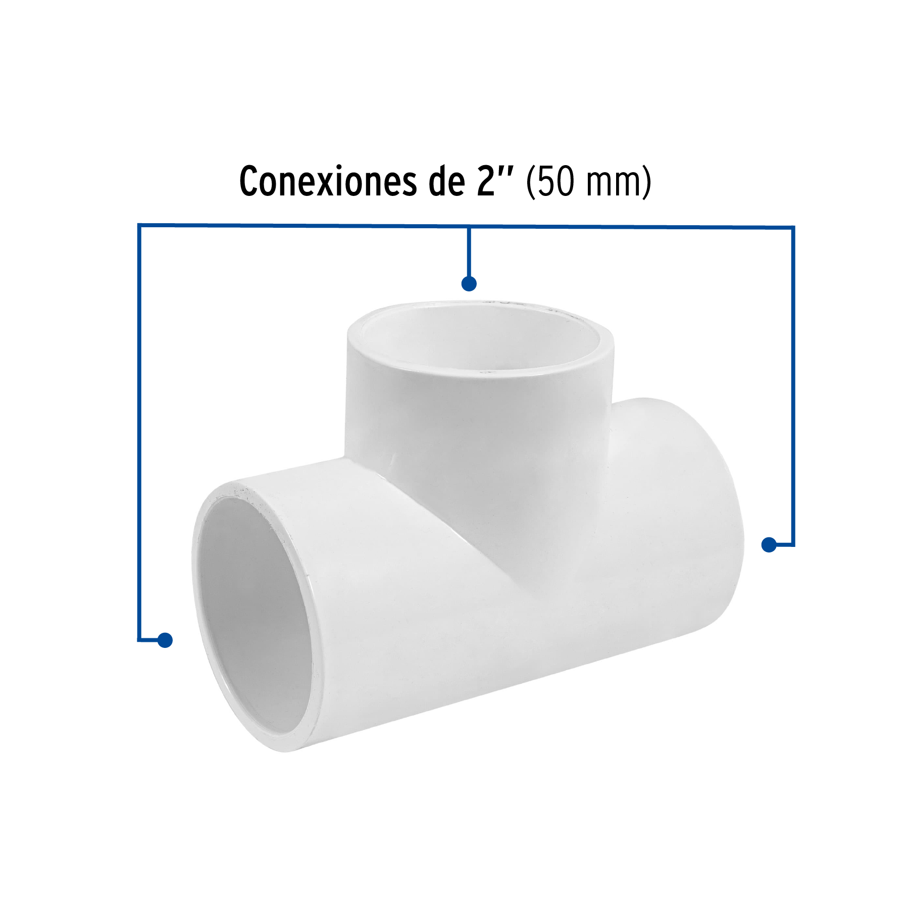 Tee sencilla de PVC, 2"