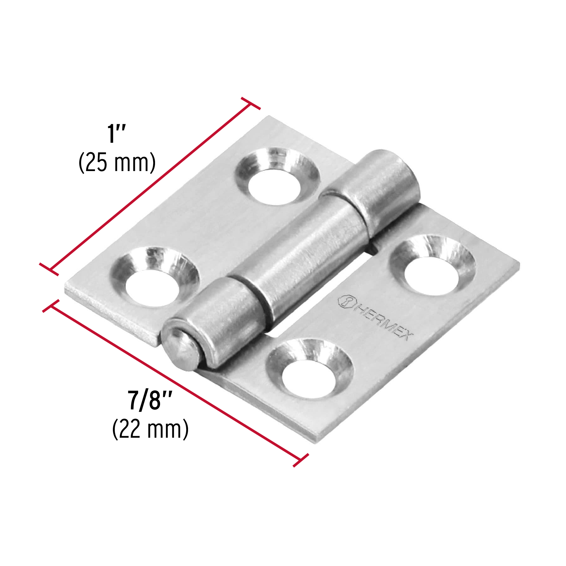 Bisagra rectangular 1", acero inoxidable