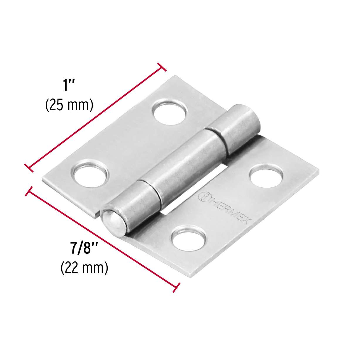 Bisagra rectangular 1", acero pulido