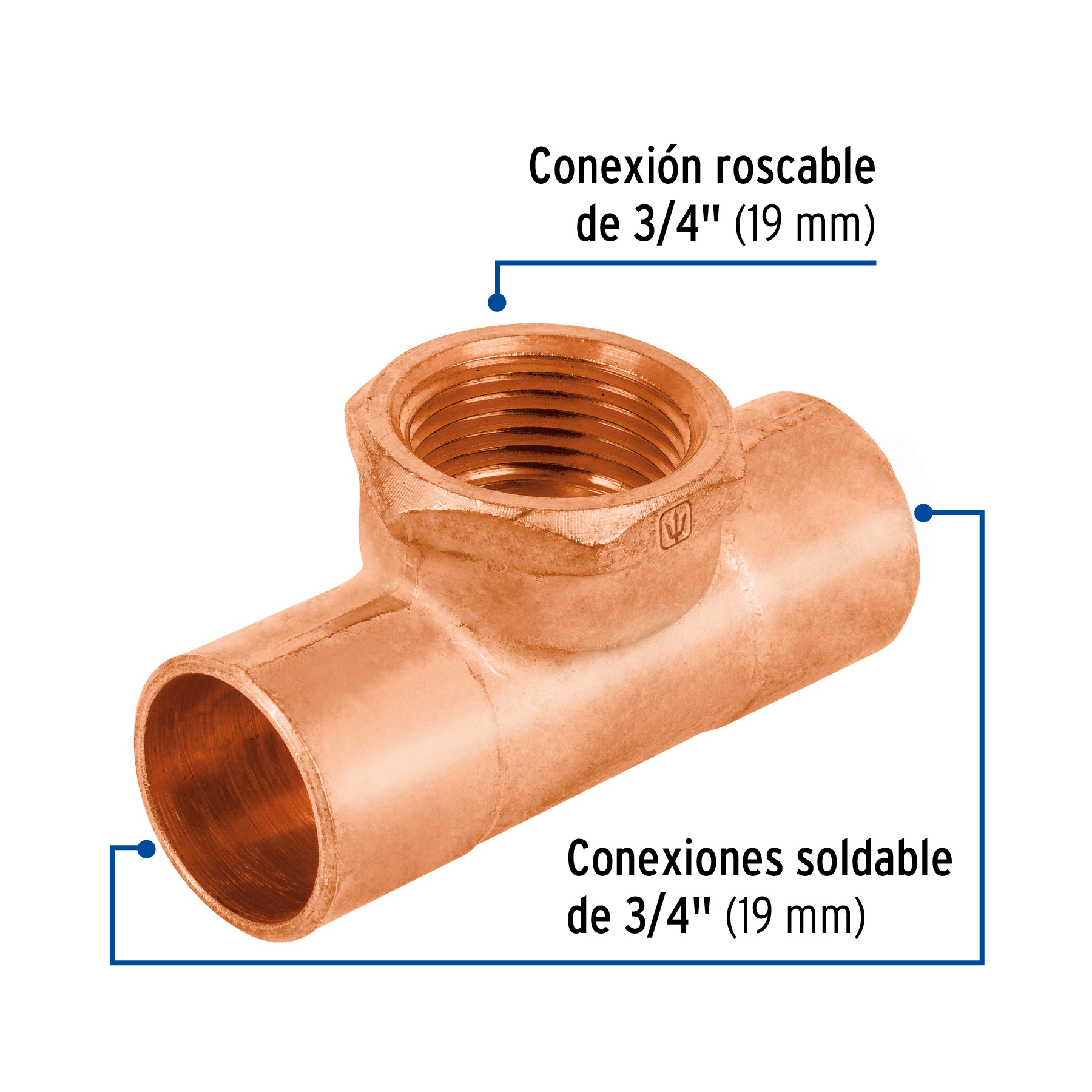Tee rosca central 3/4"