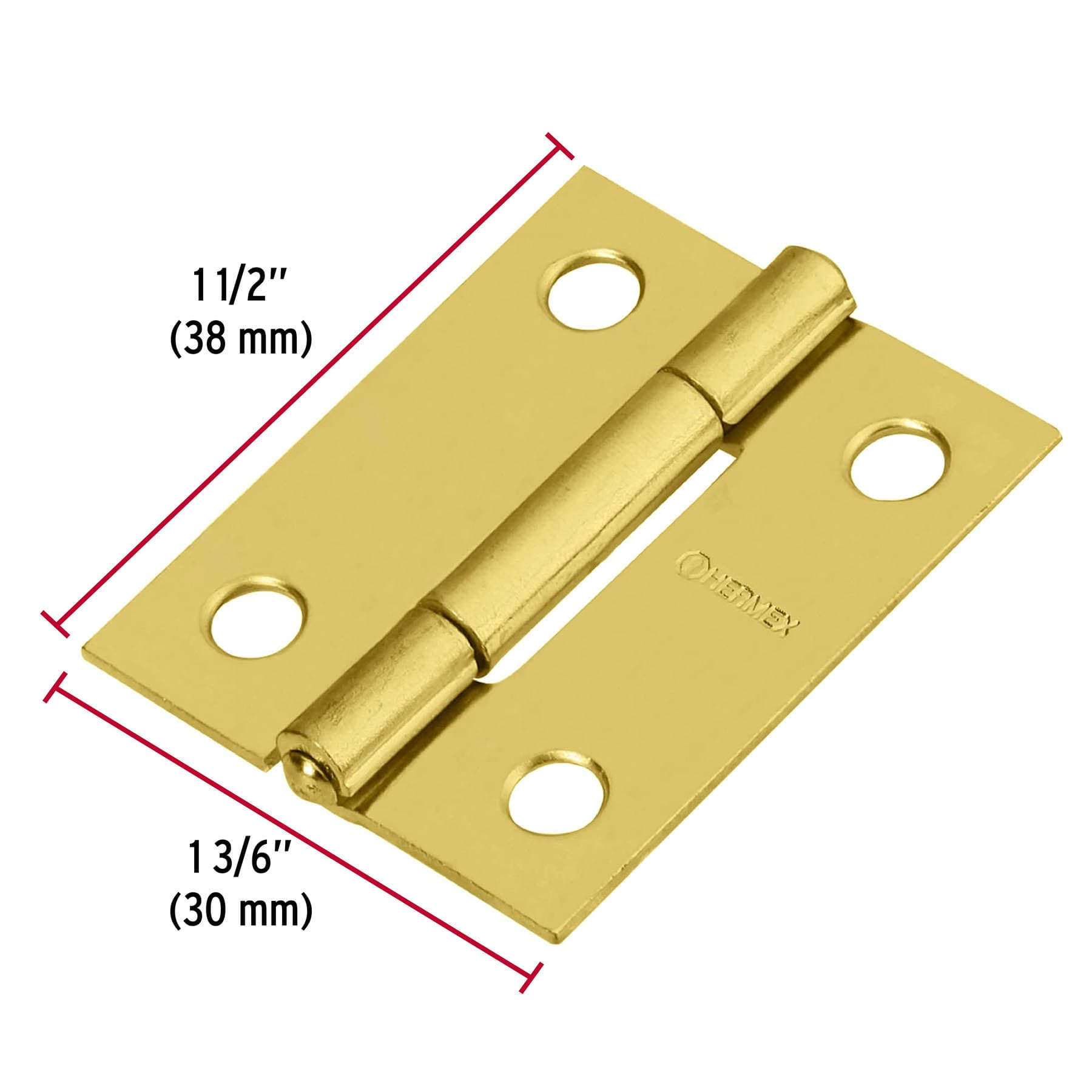 Bisagra rectangular 1-1/2", acero latonado