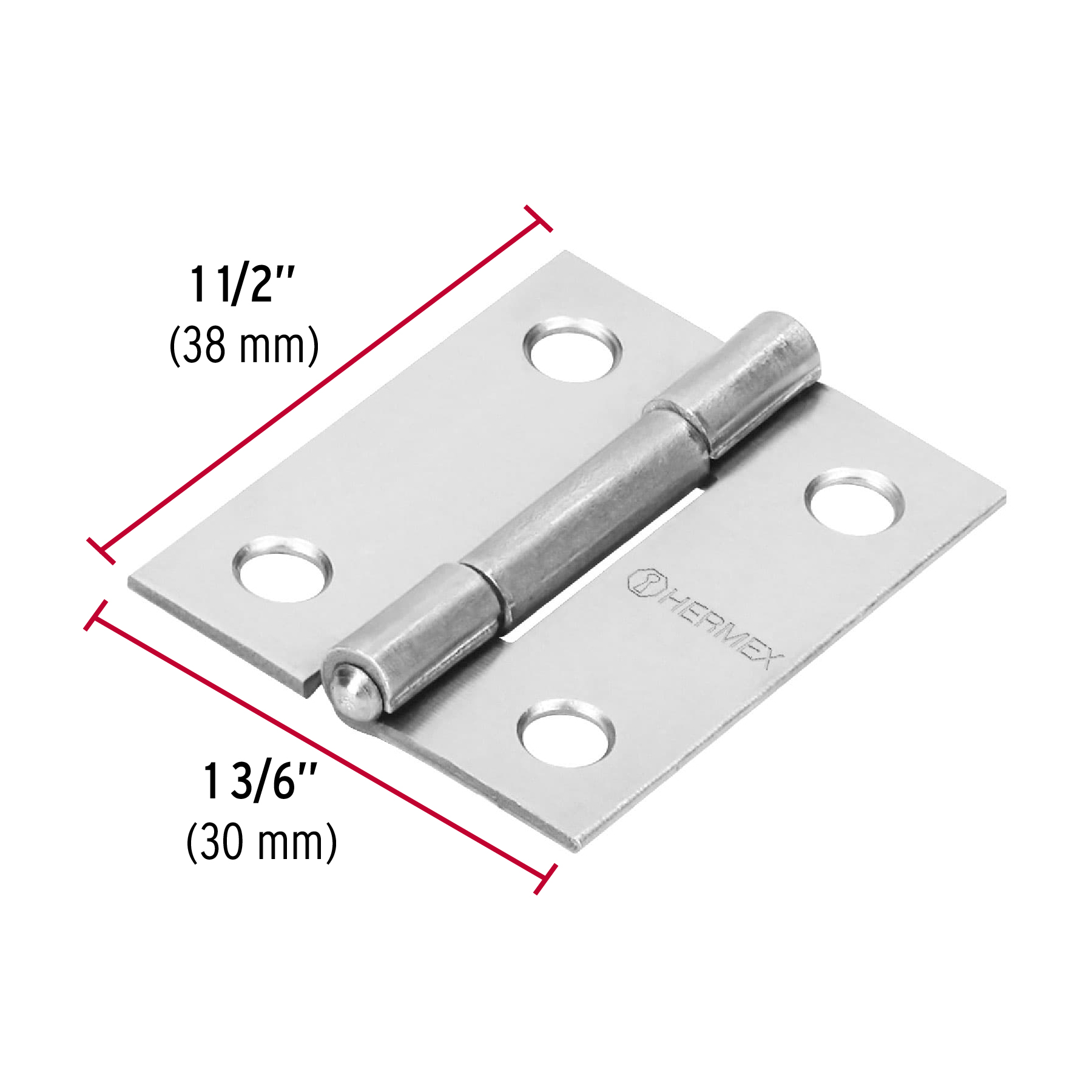 Bisagra rectangular 1-1/2", acero pulido
