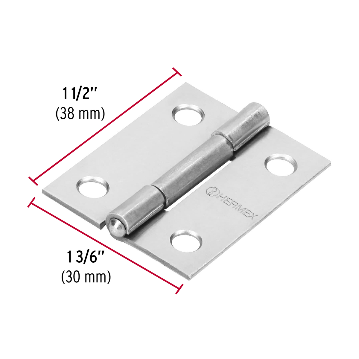 Bisagra rectangular 1-1/2", acero pulido