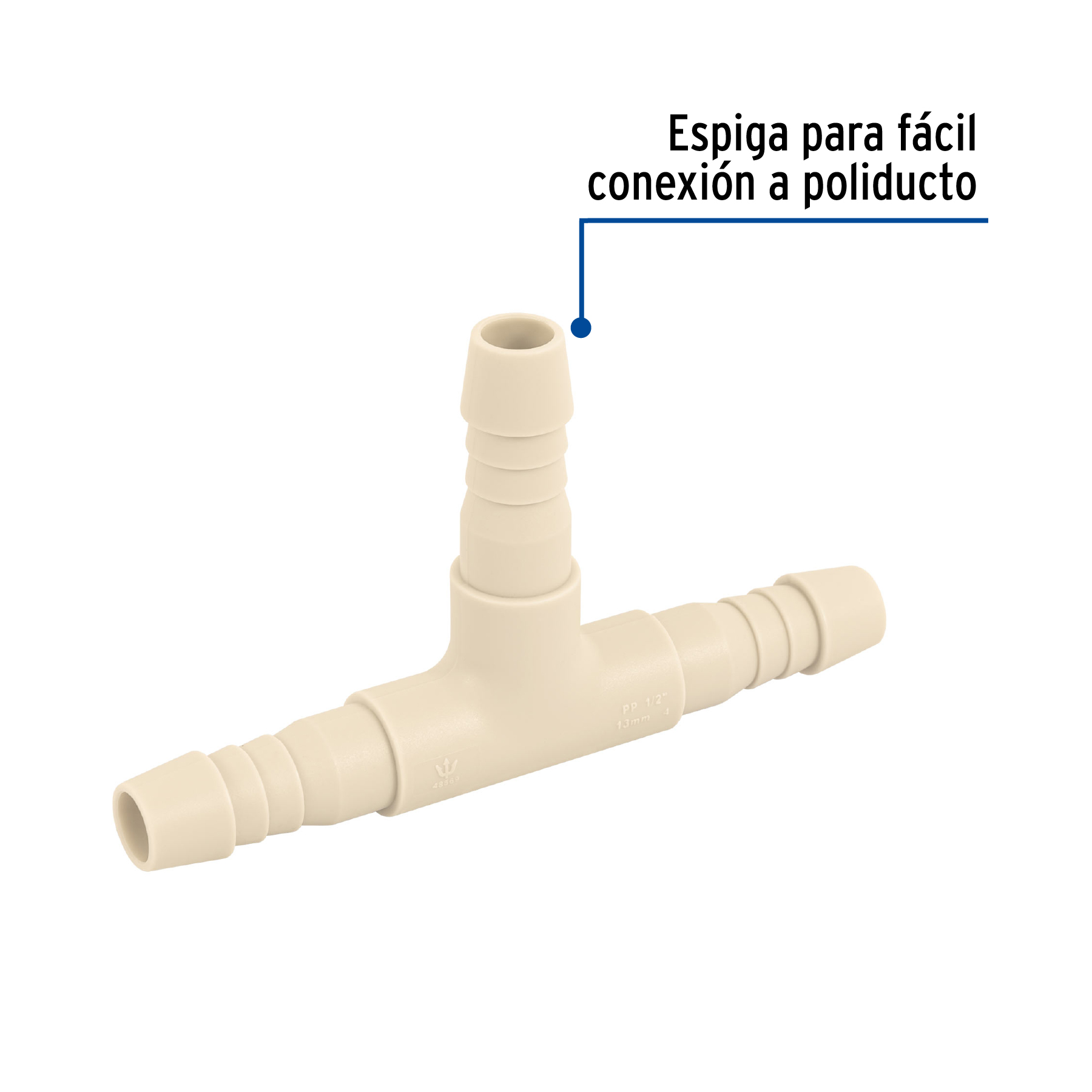 Tee inserción de polipropileno, 1/2"