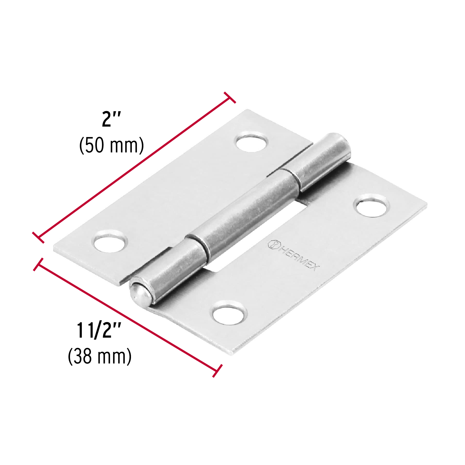 Bisagra rectangular 2", acero pulido
