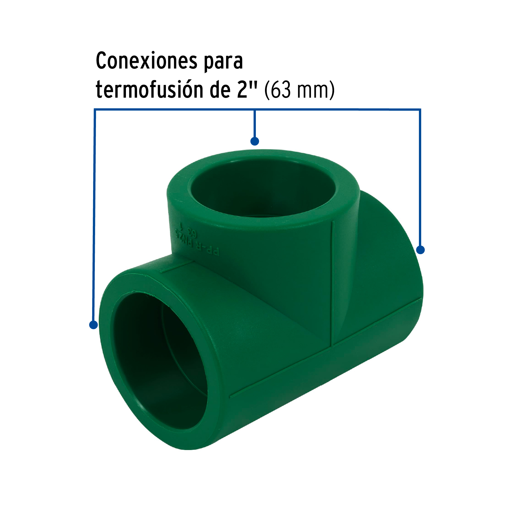 Tee de PPR sencilla, 2", 63mm