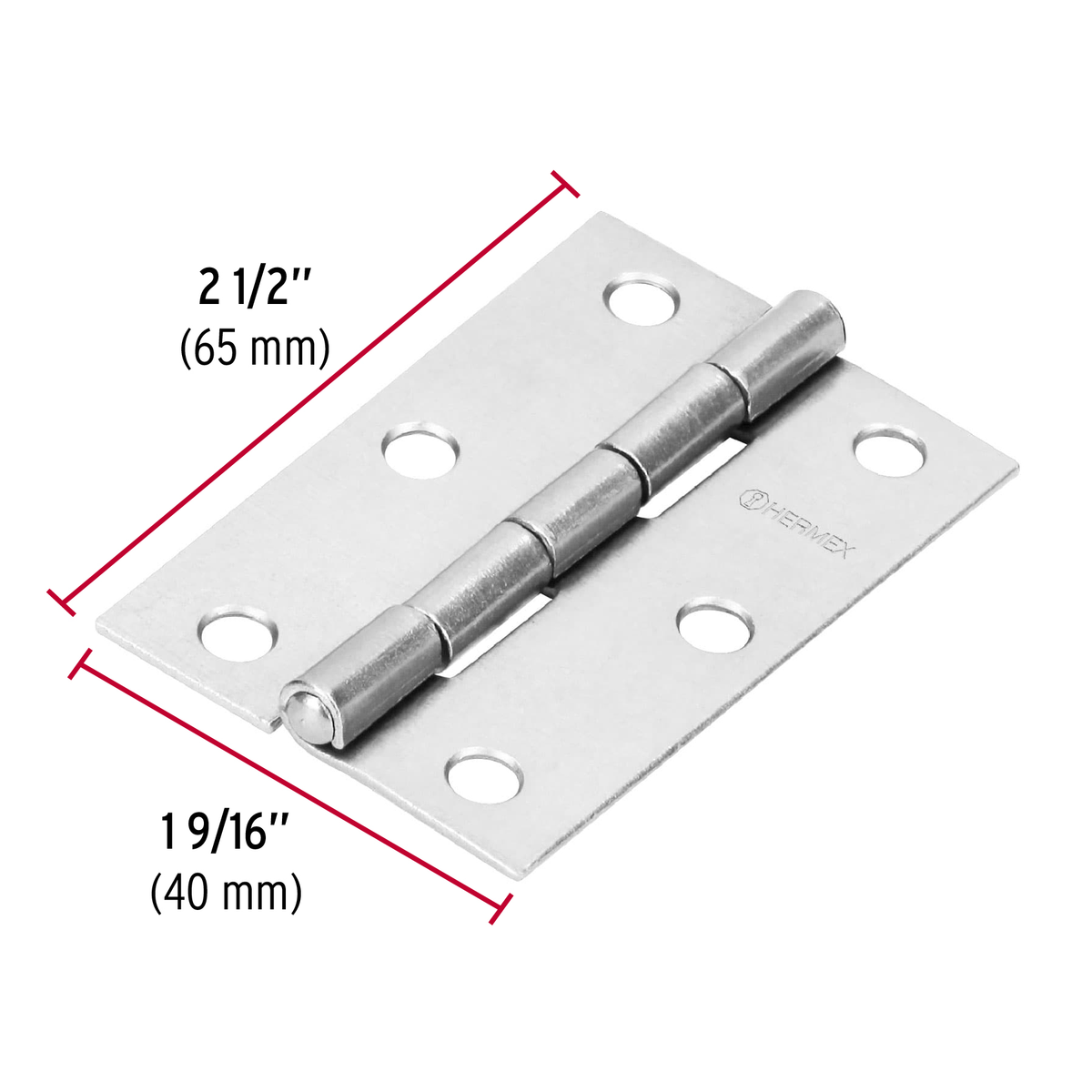 Bisagra rectangular 2-1/2", acero pulido