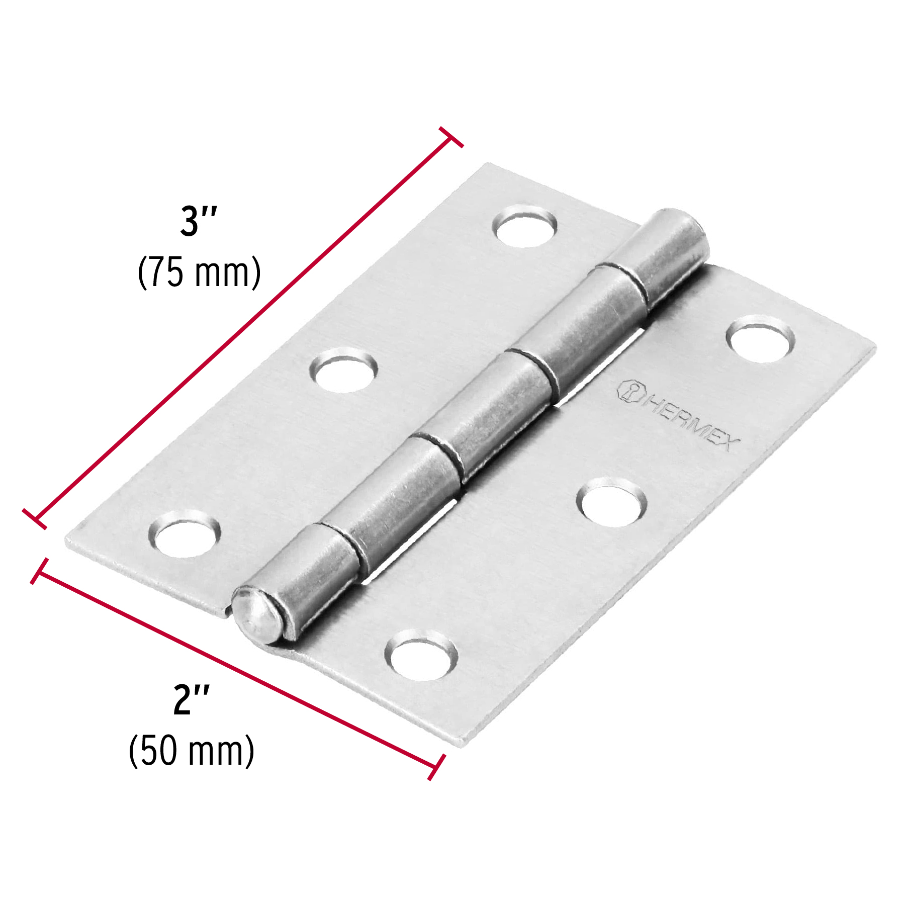 Bisagra rectangular 3", acero pulido