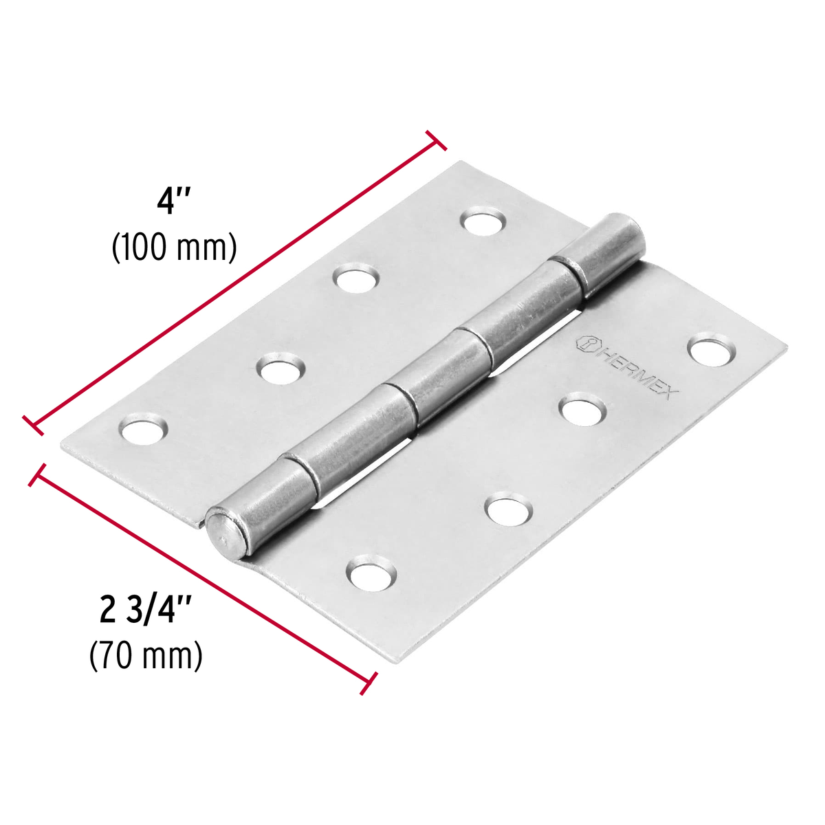Bisagra rectangular 4", acero pulido